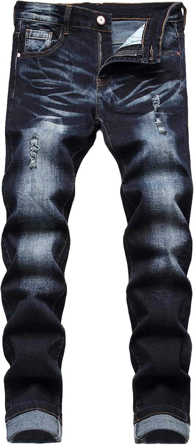 Stylish Slim Fit Mens Jeans - Premium Stretch Ripped Jeans for Men