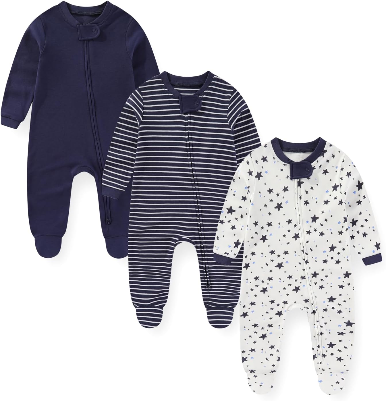 JELYLOVE 3-Pack Baby Rompers for Boys and Girls 0-12 Months