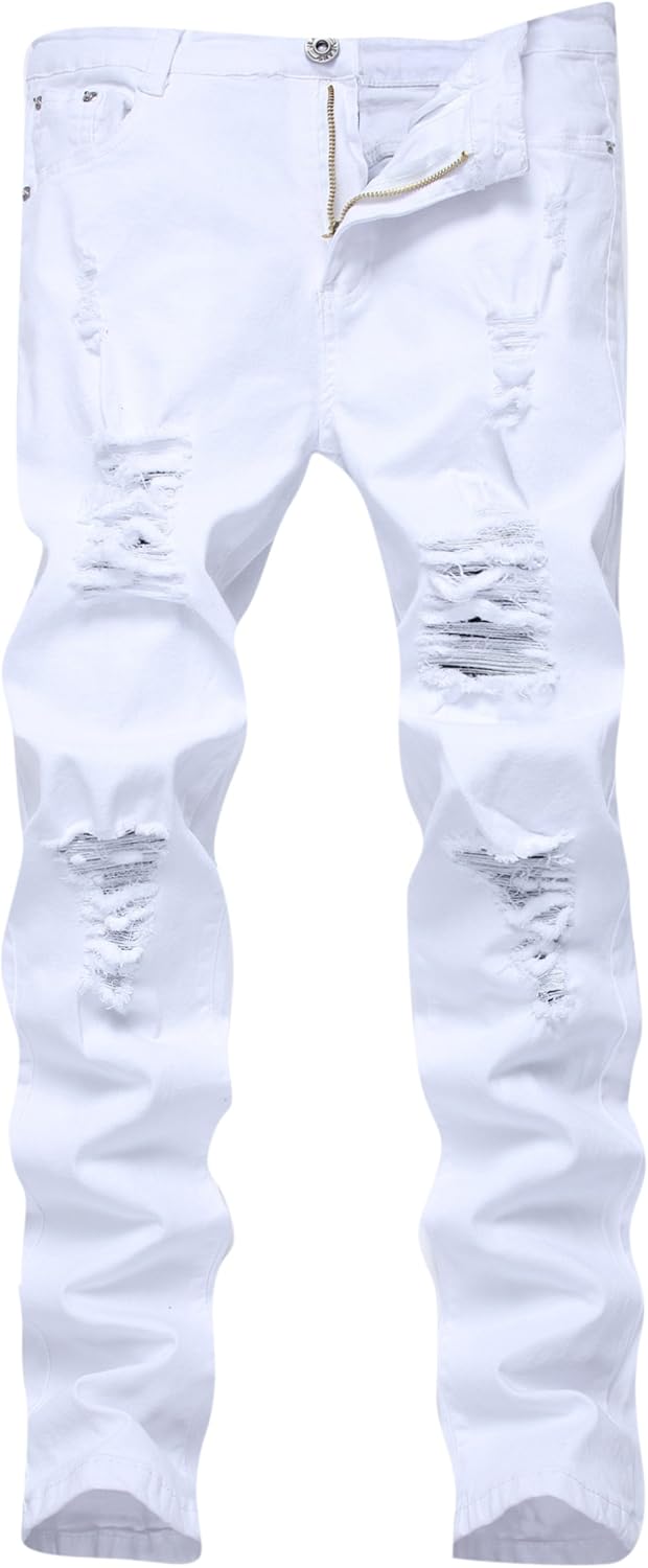 FREDD MARSHALL Mens Slim Ripped Jeans