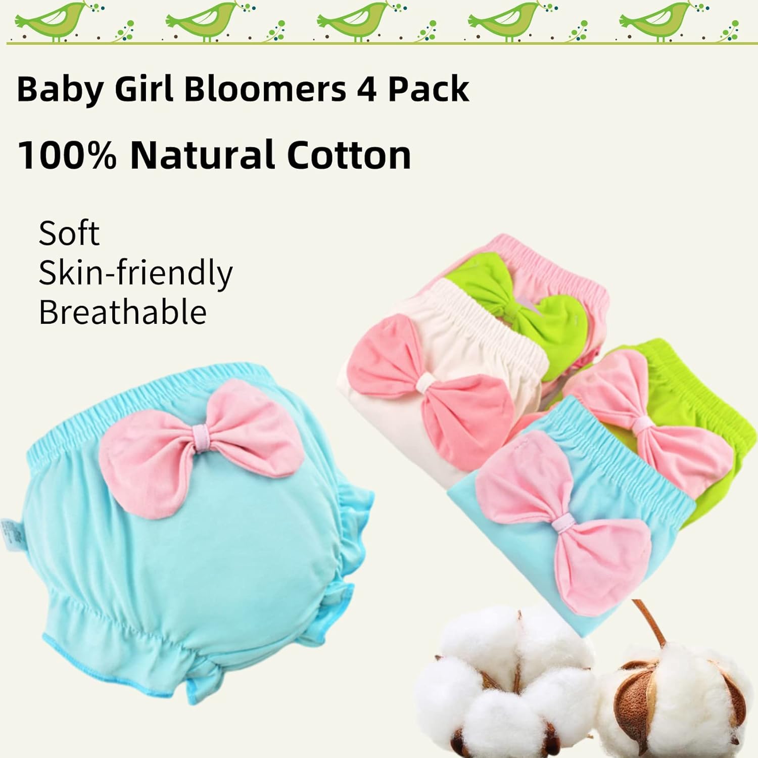 Baby Girls Cotton Bloomers Brief Soft Comfortable and Durable