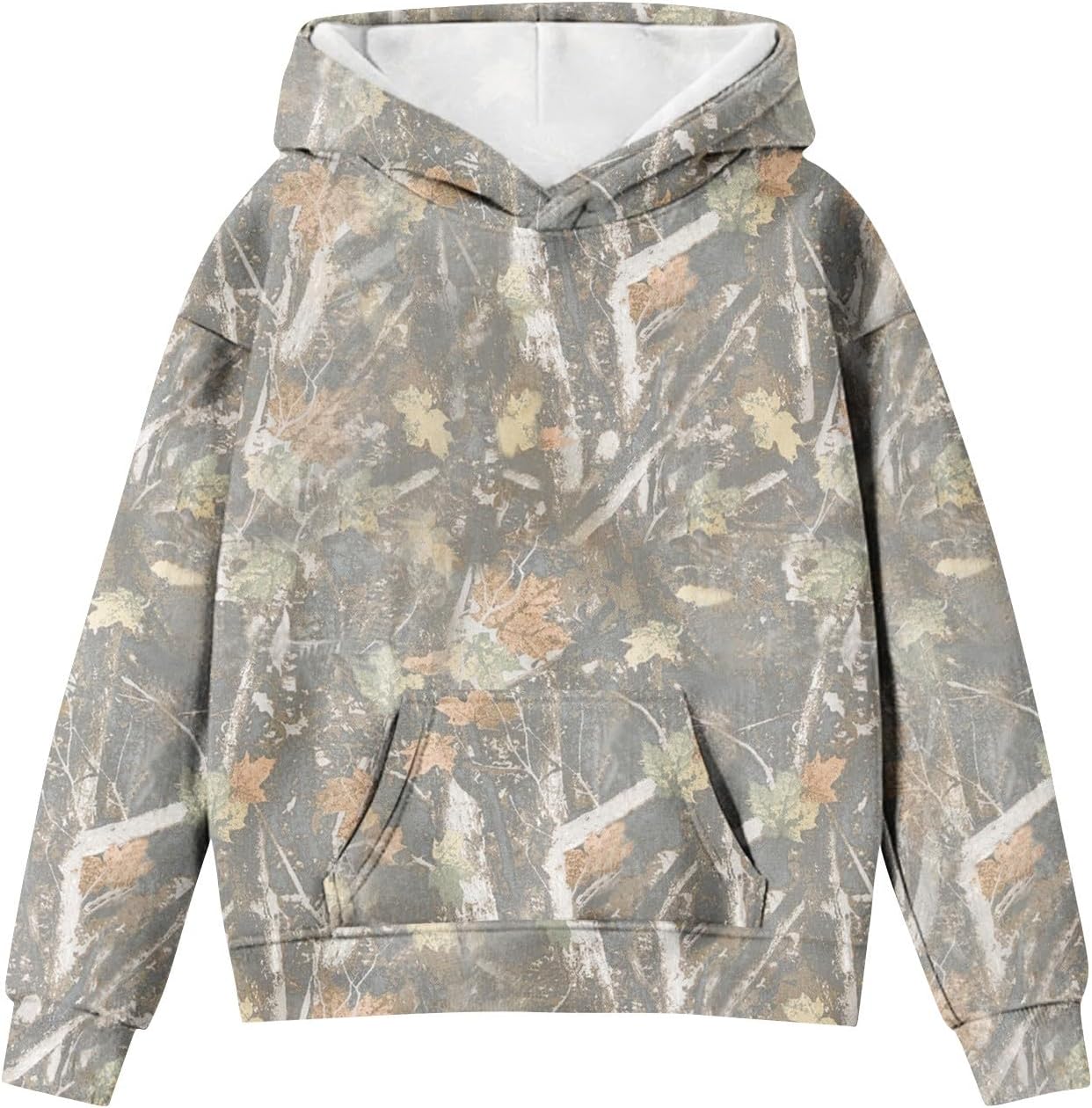 Camo Fleece Pullover for Kids with a Maple Leaf Print