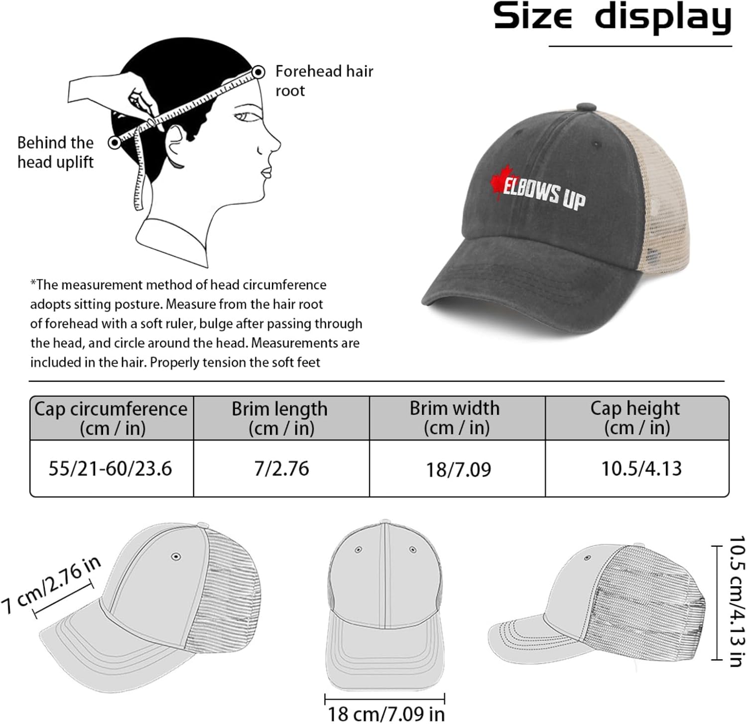 Elbows Up Canada Funny Trucker Hat for Men