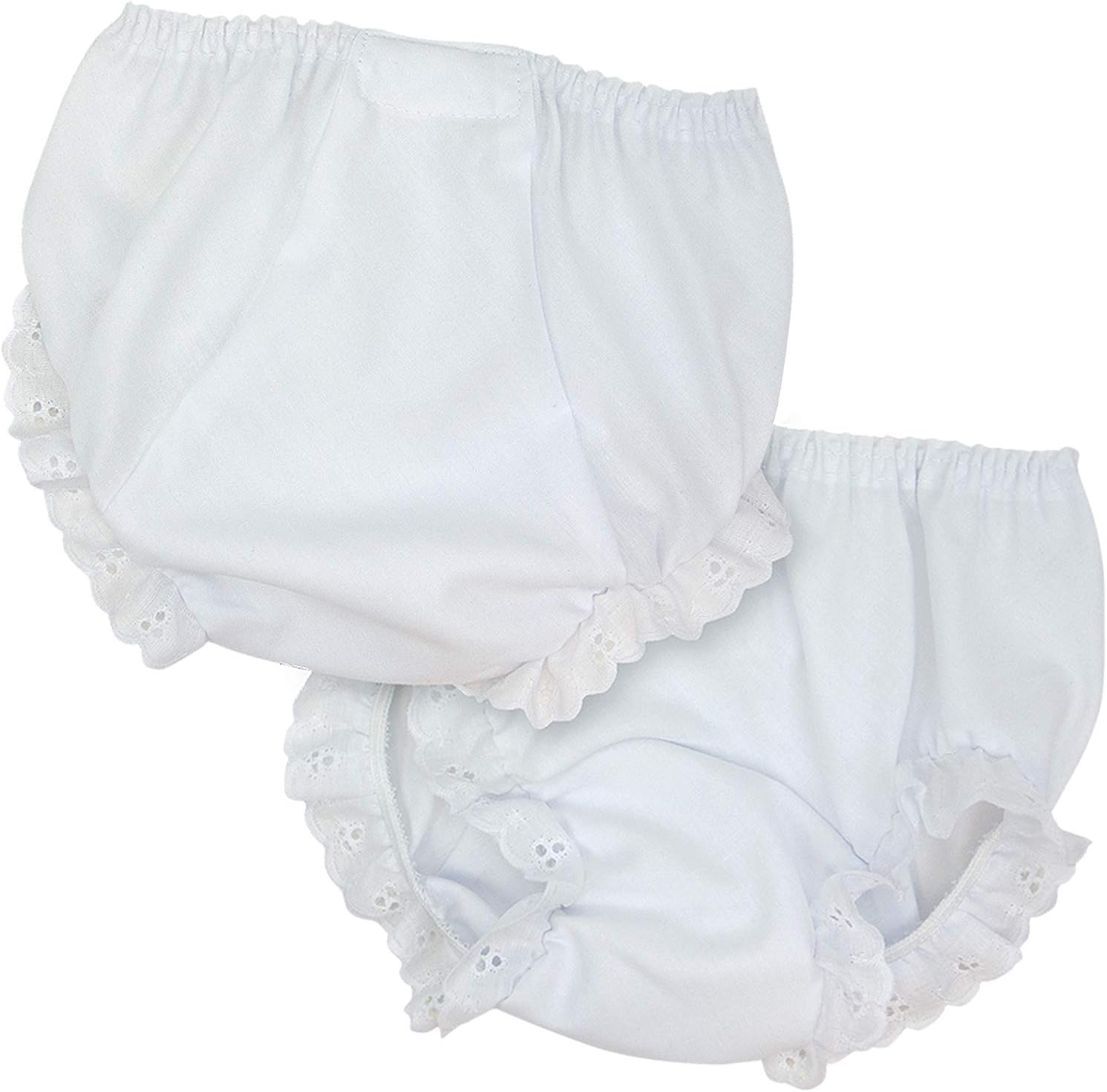 IC Collections Baby Girls White Double Seat Diaper Cover Bloomers NB