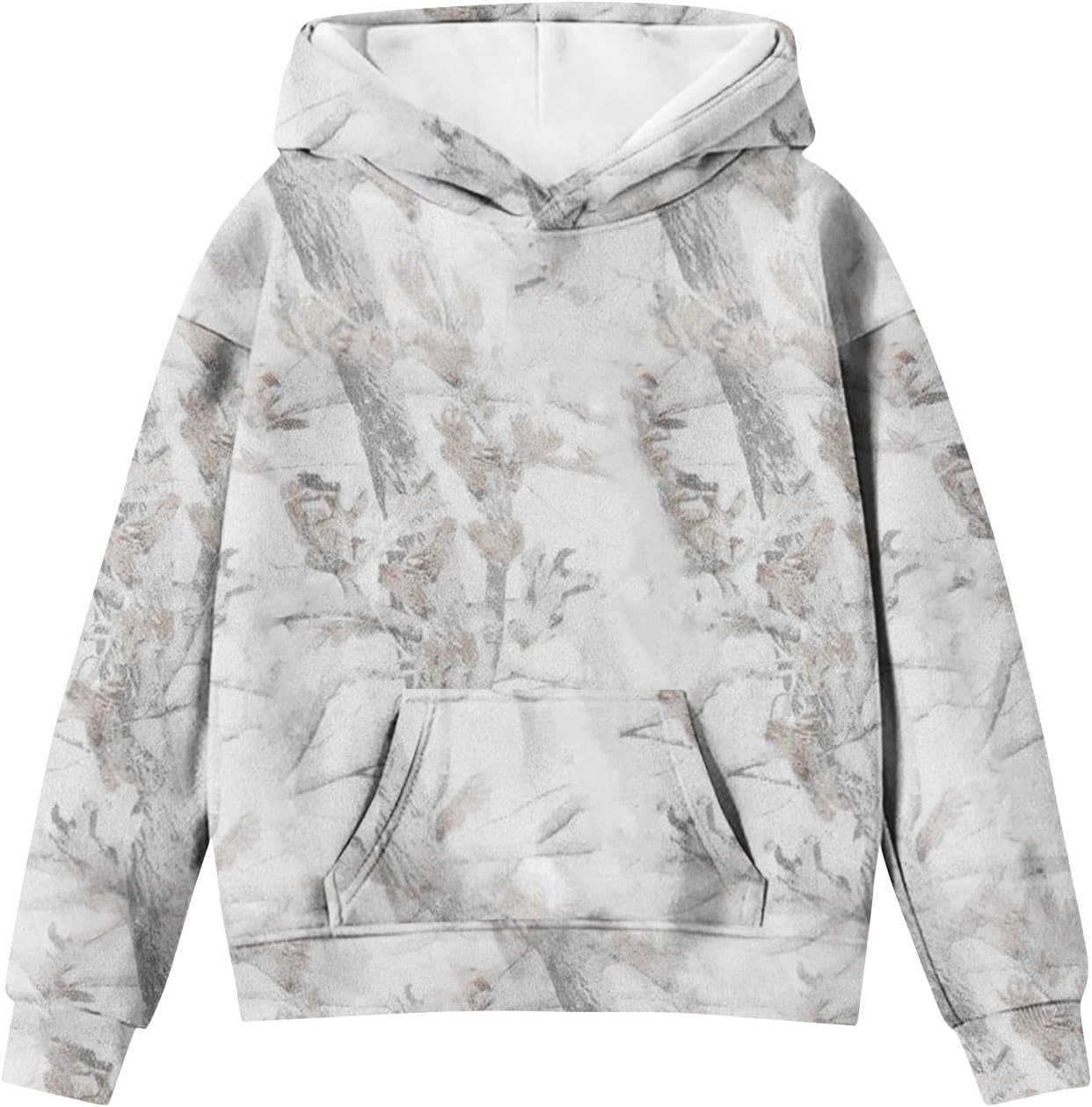 Camo Hoodie Kids Boys Girls Maple Leaf Print Oversized Fleece