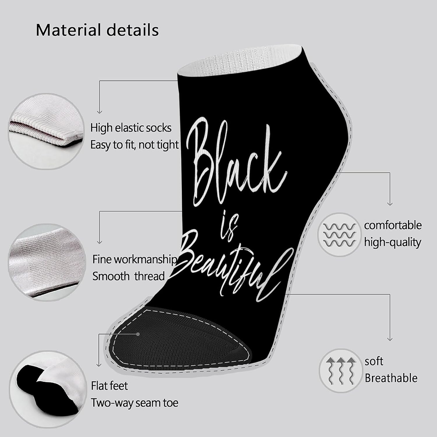 B Is for Brilliants Unique Black Ankle Socks for Girls