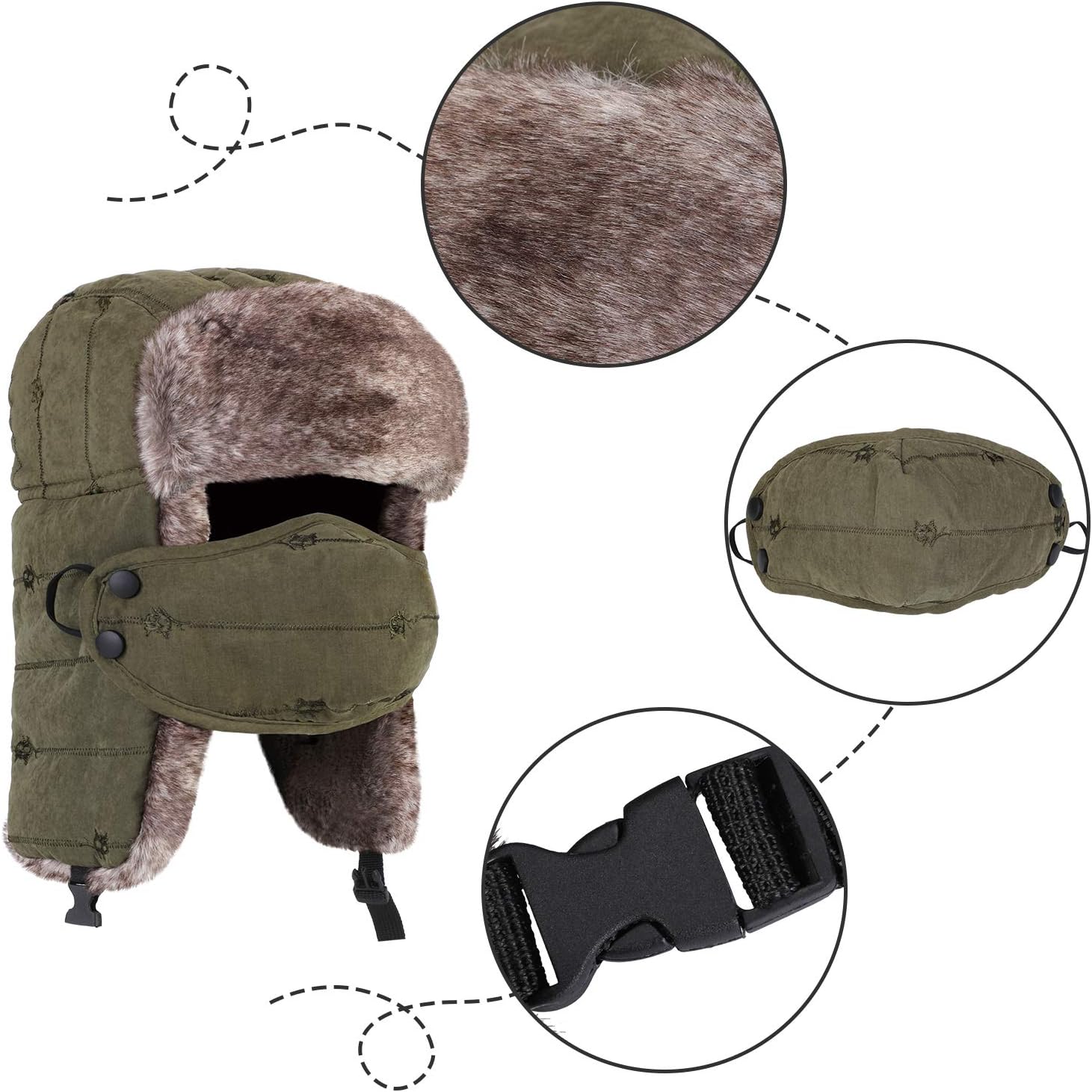 SATINIOR Winter Trapper Hat Gloves for Men