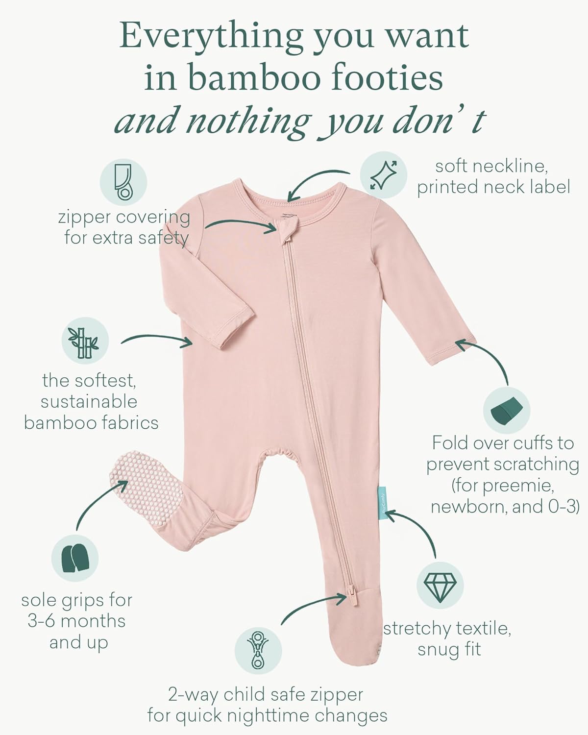PurComfy Bamboo Rayon Baby Footie Pajamas 0-24 Months