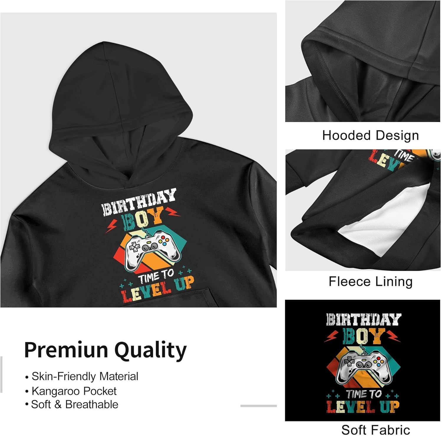 boys girls 3D Print Pullover Hoodie with a Purchasable Pocket