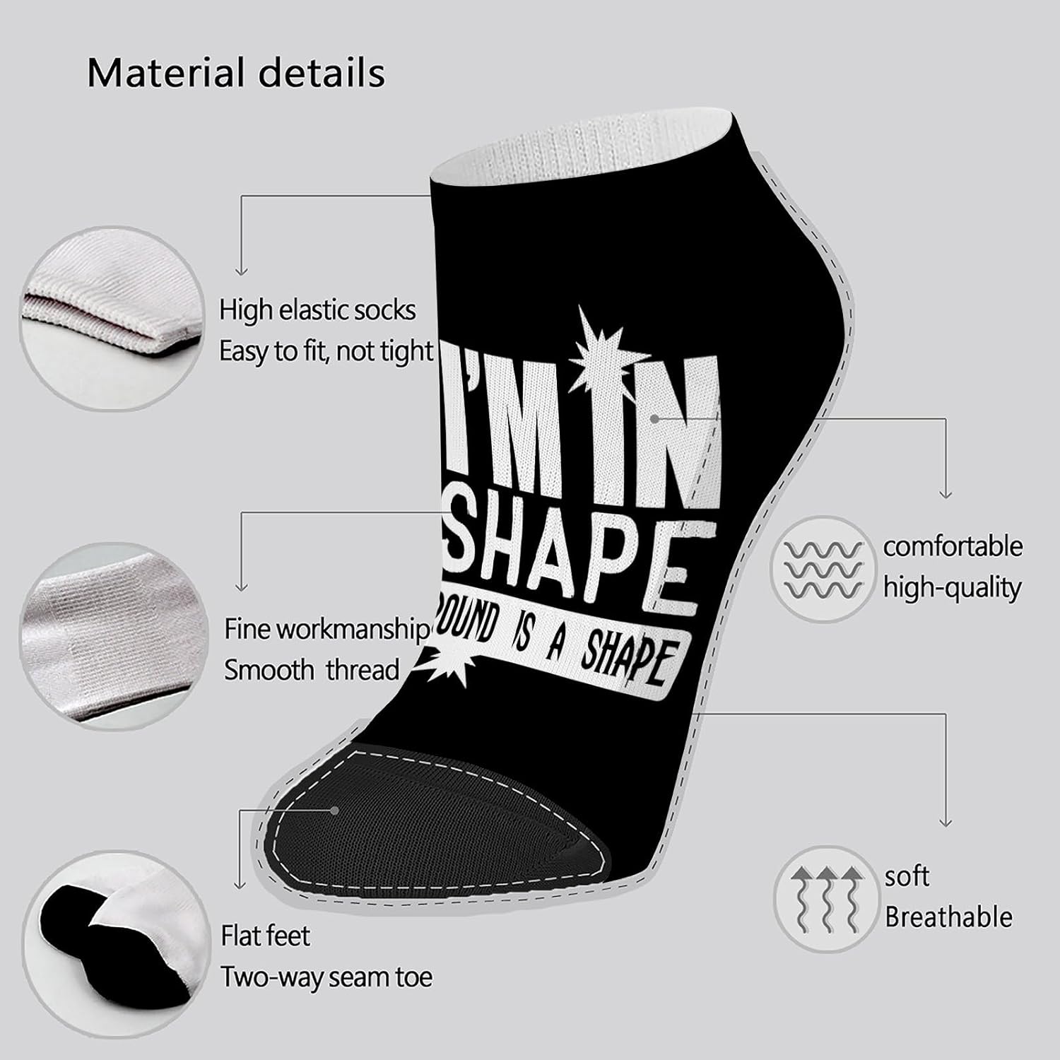 Im In Shape Round Is A Shapes Mens Athletic Socks Liner
