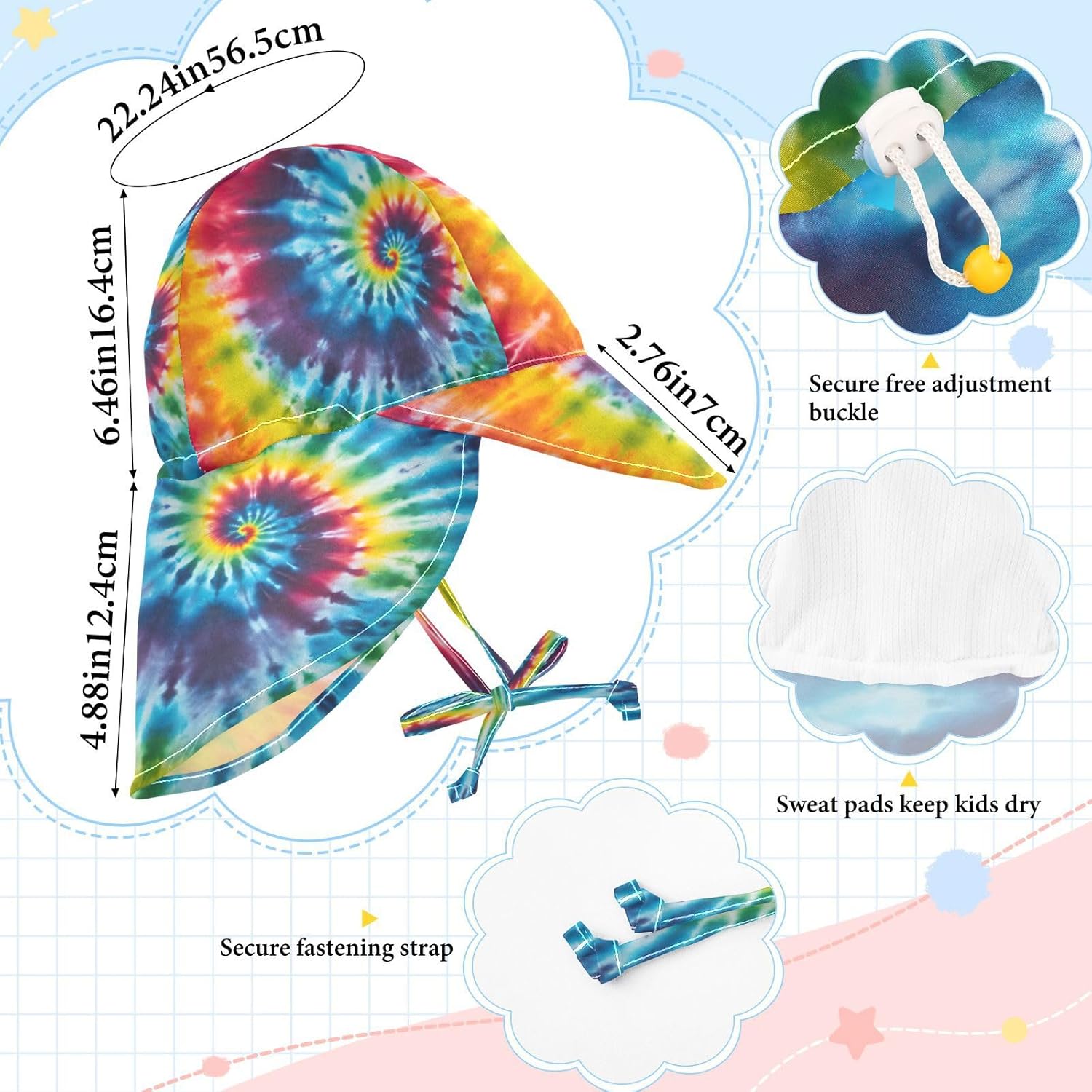 Emelivor Tie-Dye Spiral Baby Sun Hat UPF 50