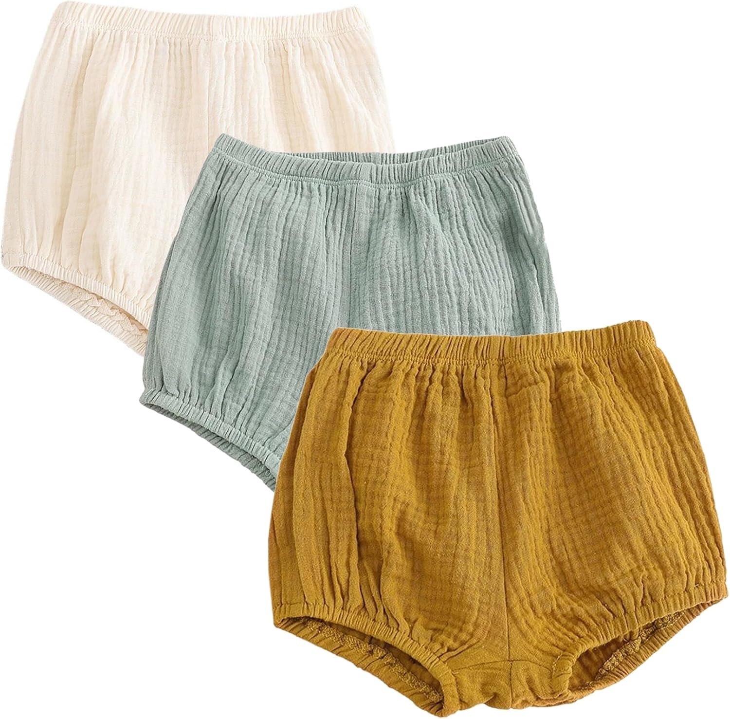 EISHOW Infant Soft Cotton Linen Bloomers 3-Pack