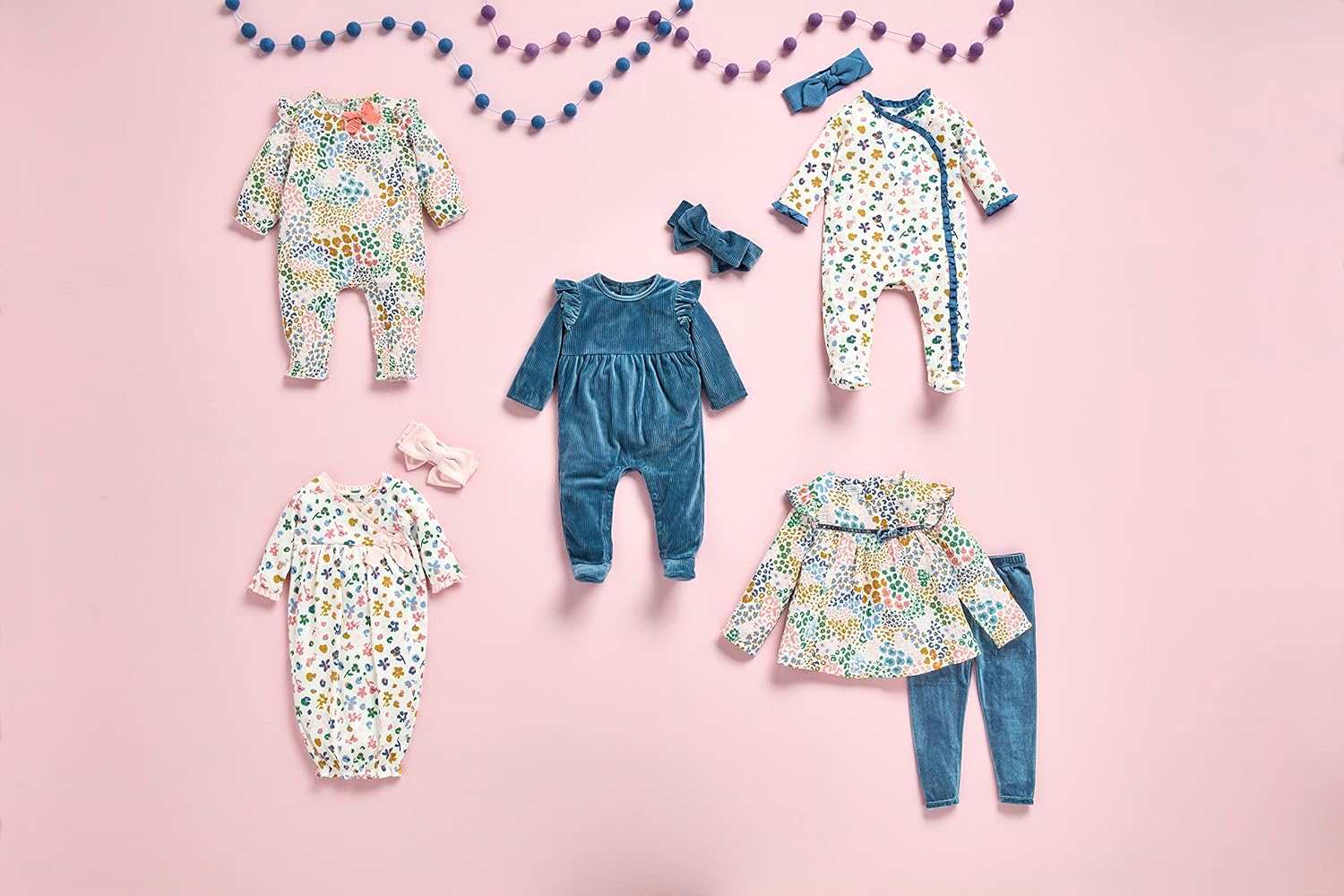Mud Pie Baby Girl Sleeper Set - Adorable Navy Ruffle