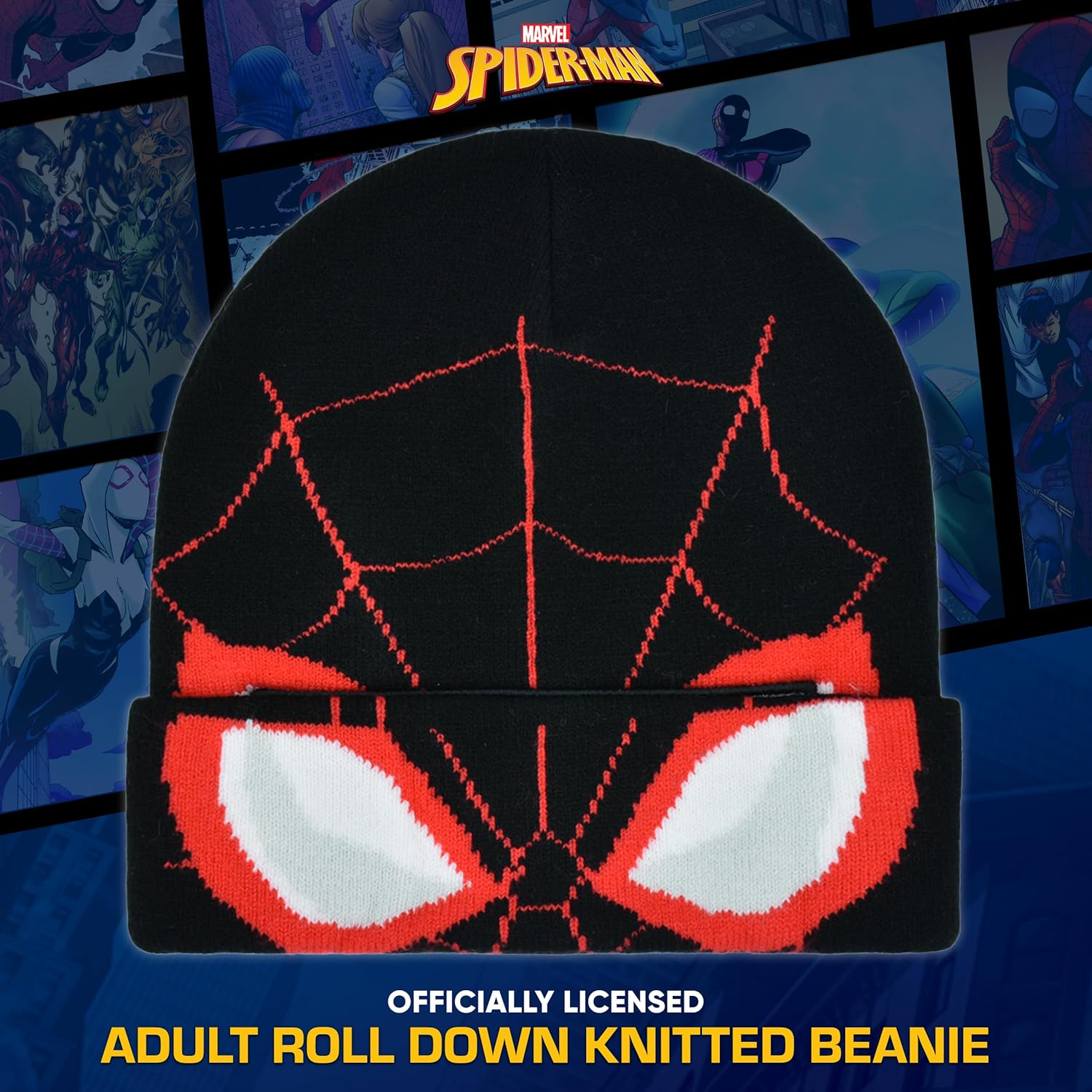 Miles Morales Spider-Man Roll Down Cuff Beanie Hat
