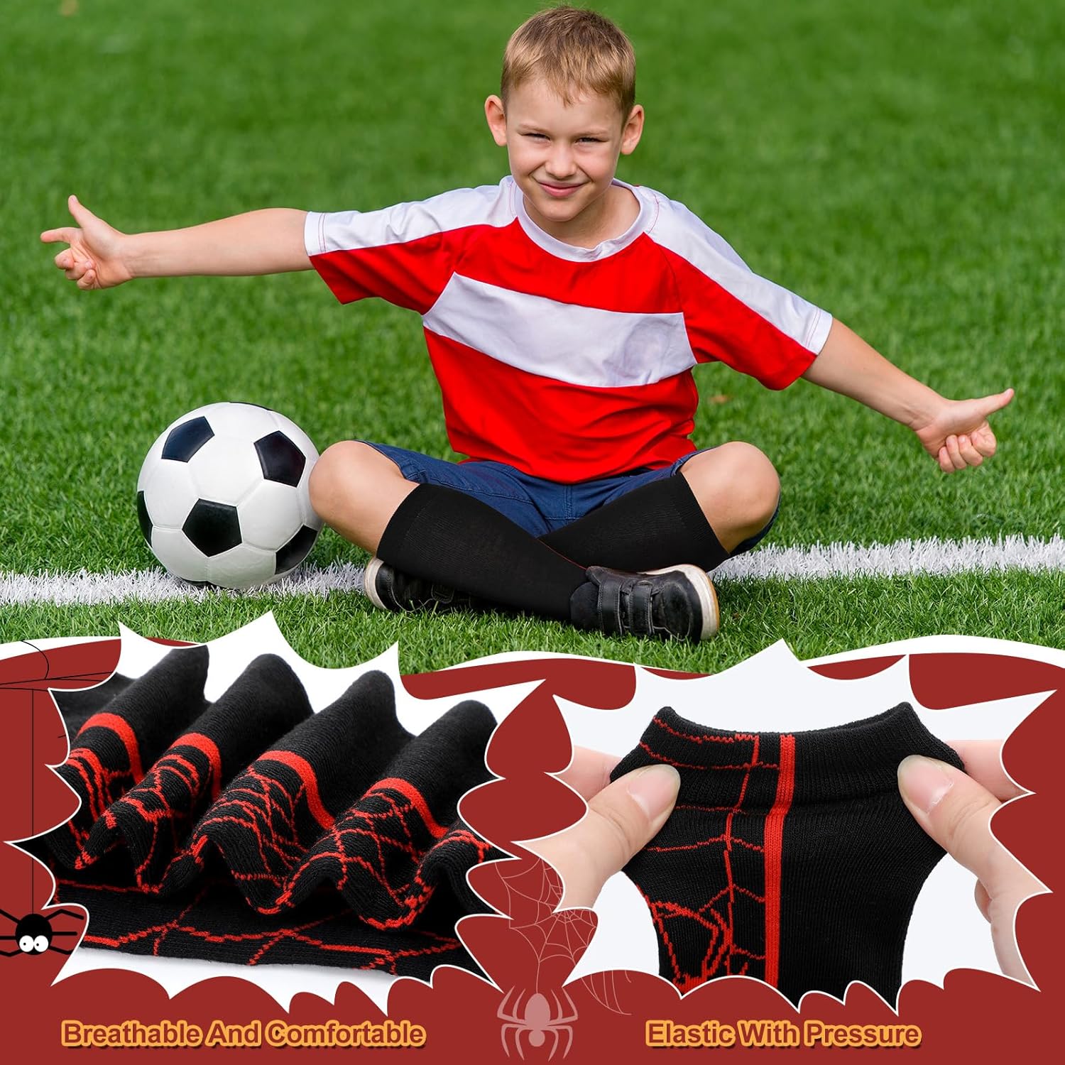 Cutecrop Halloween Spider Socks for Kids 4 Pairs 1