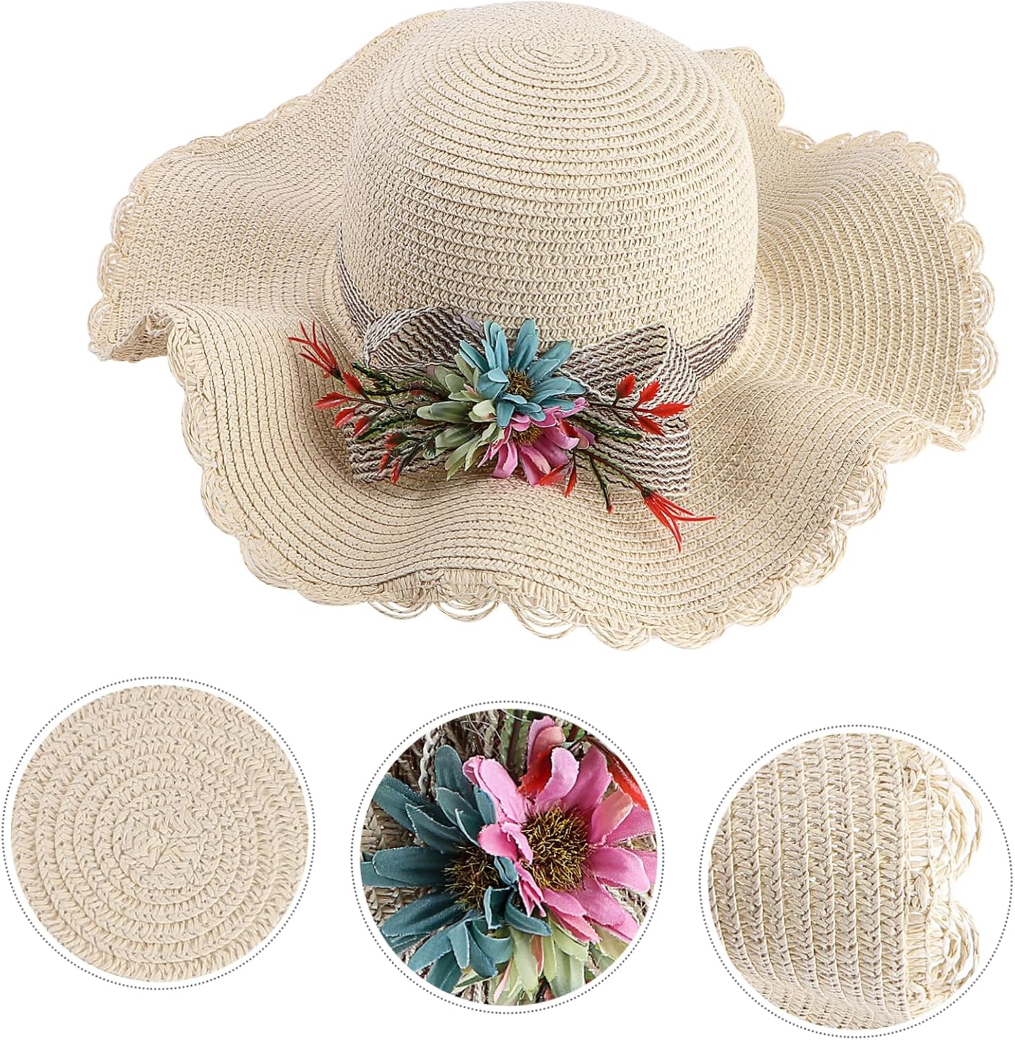 LIFKOME Boys and Girls Straw Hat Soft Breathable UV-Protective