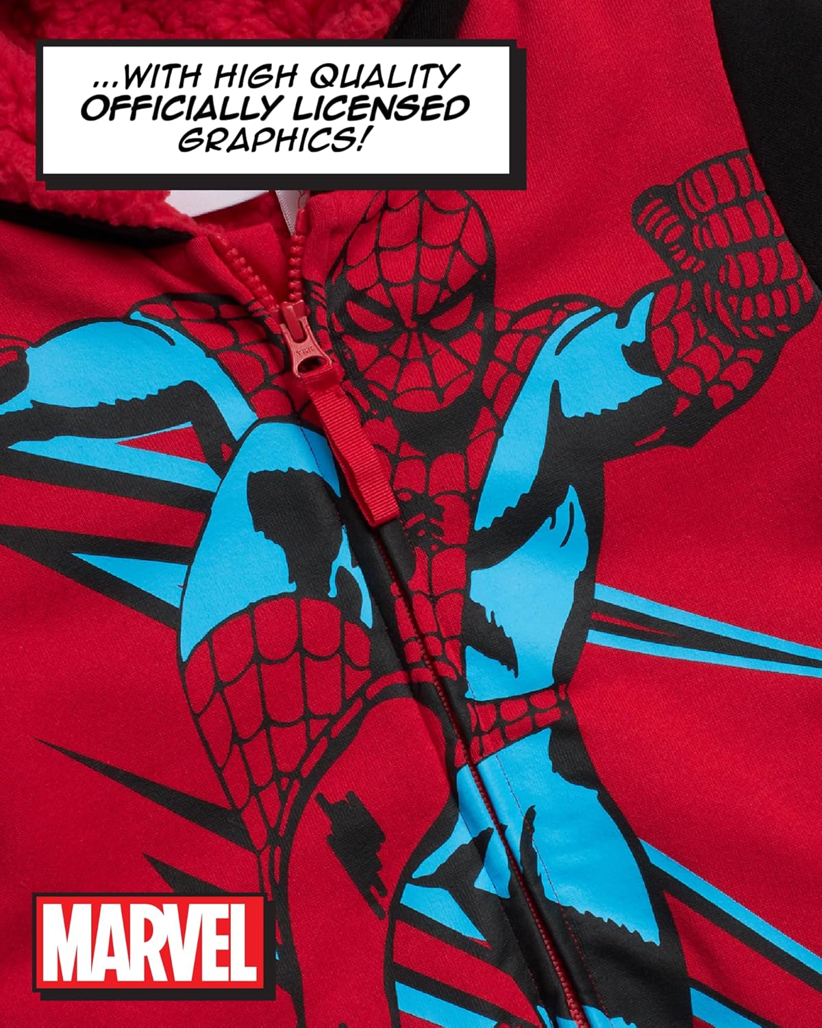 Marvel Boys Zip-Up Hoodie - Avengers Spider-Man Fleece Sweatshirt 3T-7