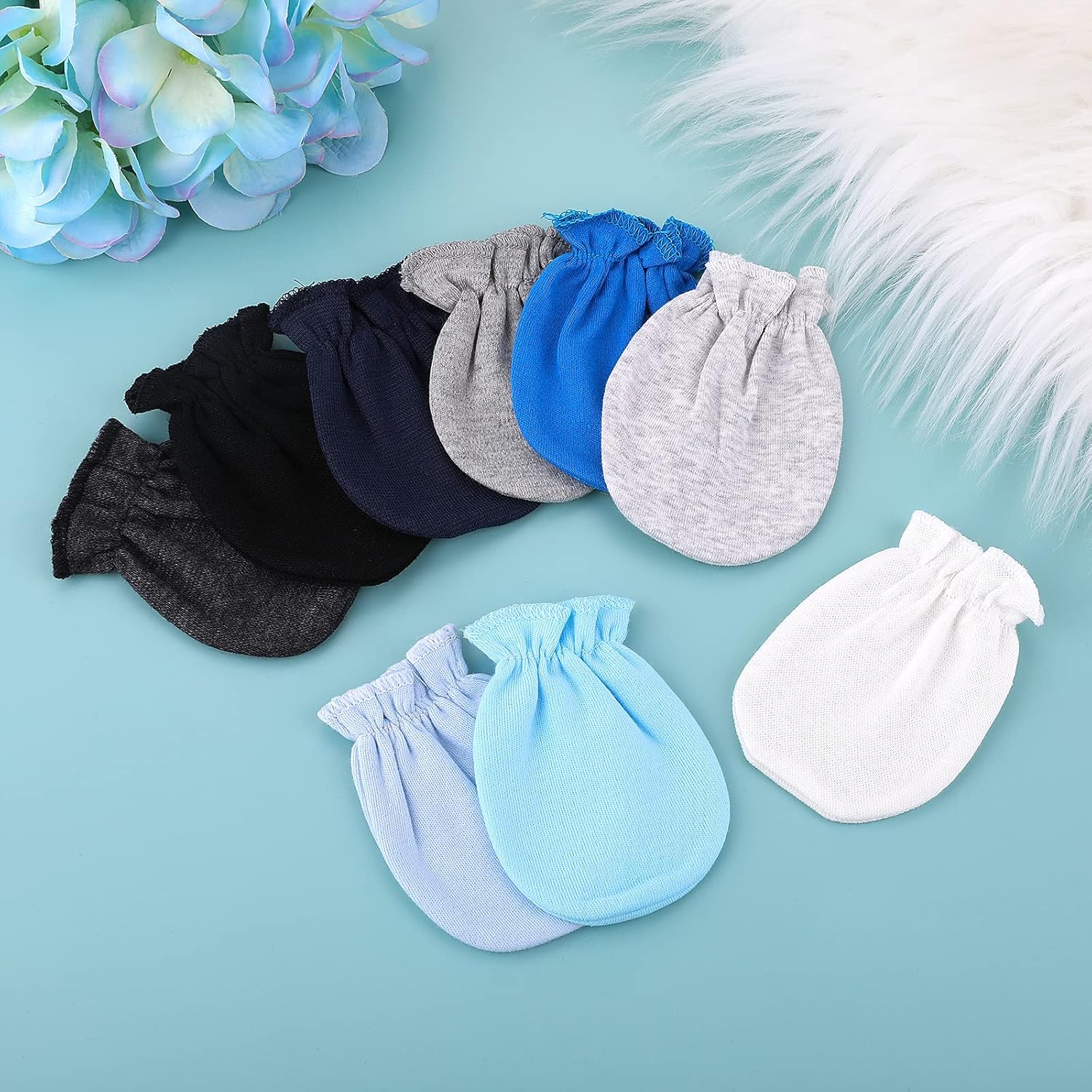 Lusofie 9 Pairs Cotton Baby Mittens for 0-6 Months