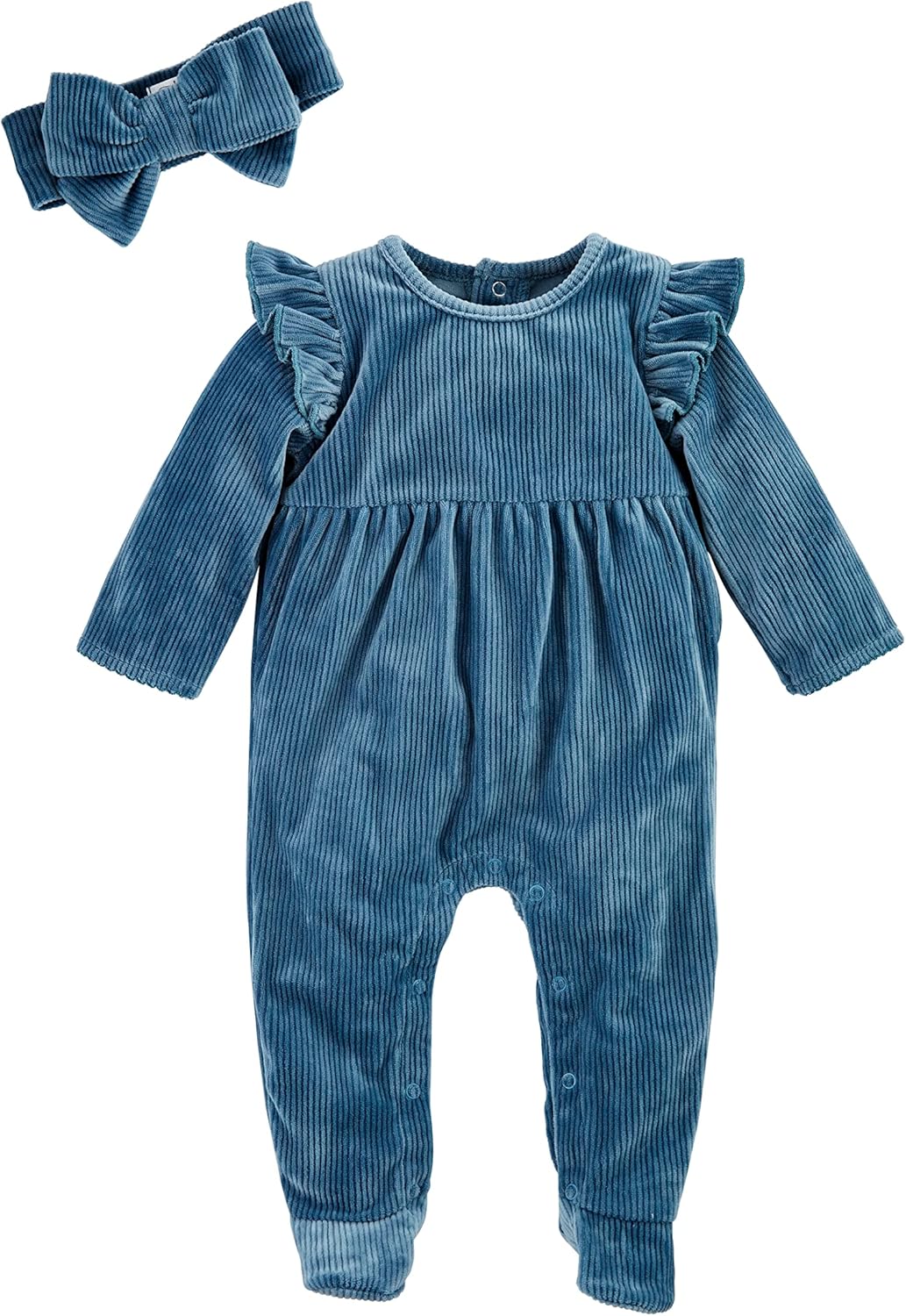 Mud Pie Baby Girl Sleeper Set - Adorable Navy Ruffle