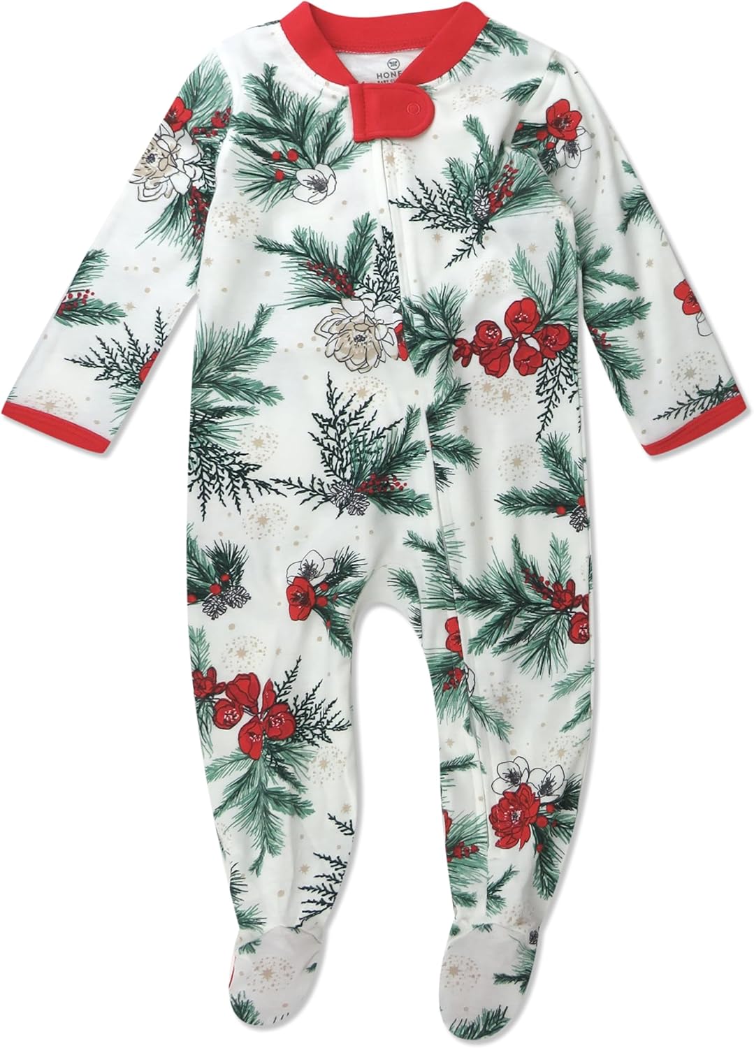 HonestBaby Unisex Baby Pajama Sleepers Organic 100 Cotton Holiday Essentials
