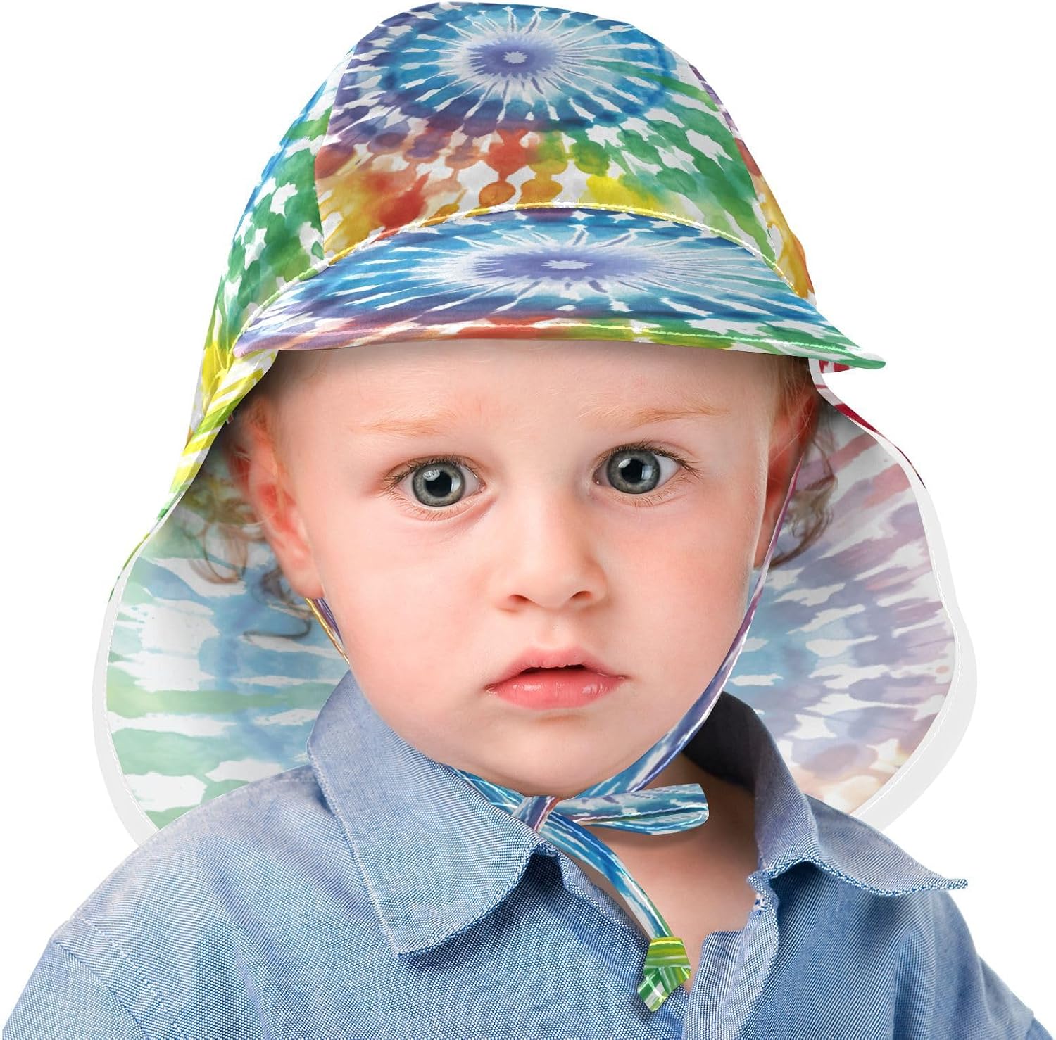 Adjustable Rainbow Tie-Dye Baby Sun Hat