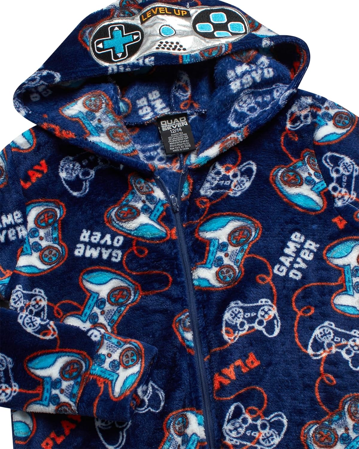 Boys Plush Fleece One-Piece Pajamas with 3D Character Hood