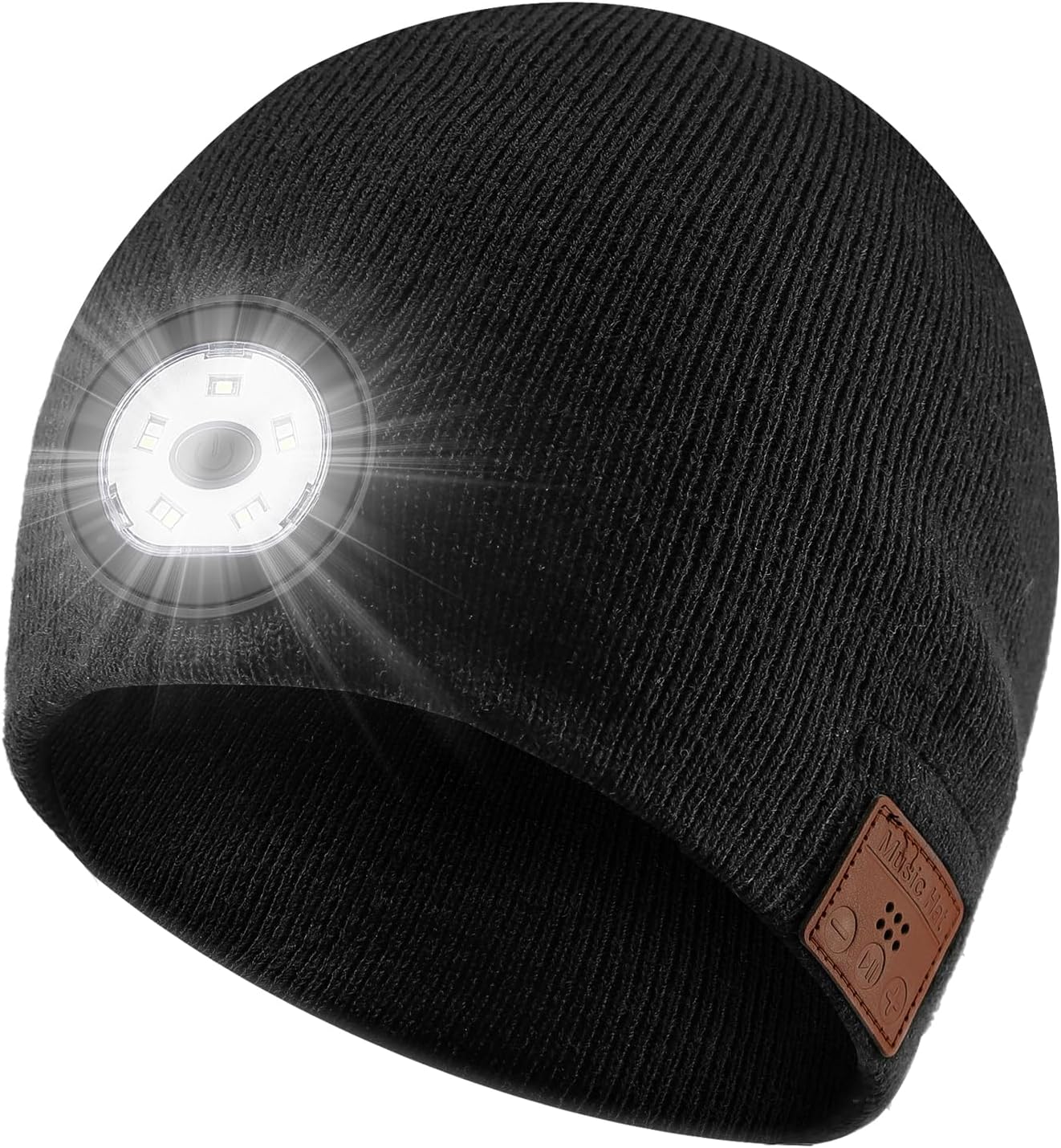 Mood Pie Bluetooth Beanie with Light Music Headlamp Built-in Speaker Mic