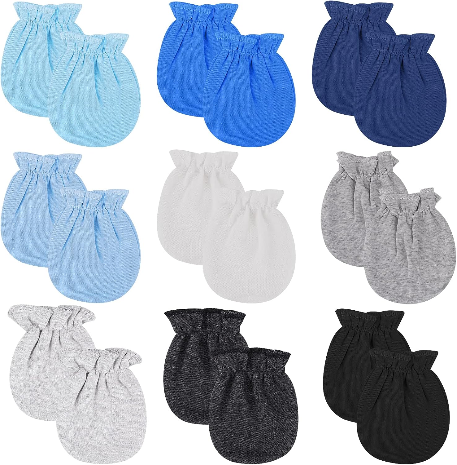 Lusofie 9 Pairs Cotton Baby Mittens for 0-6 Months