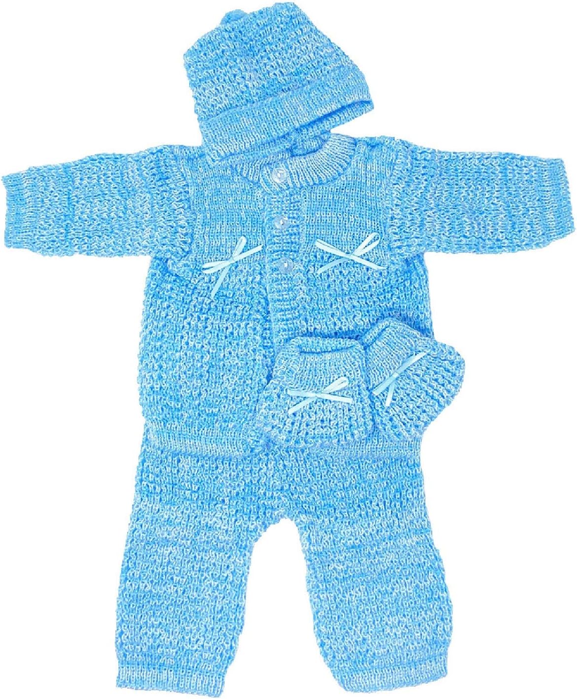 IS infant newborn 4-piece knit crocheted winter layette set