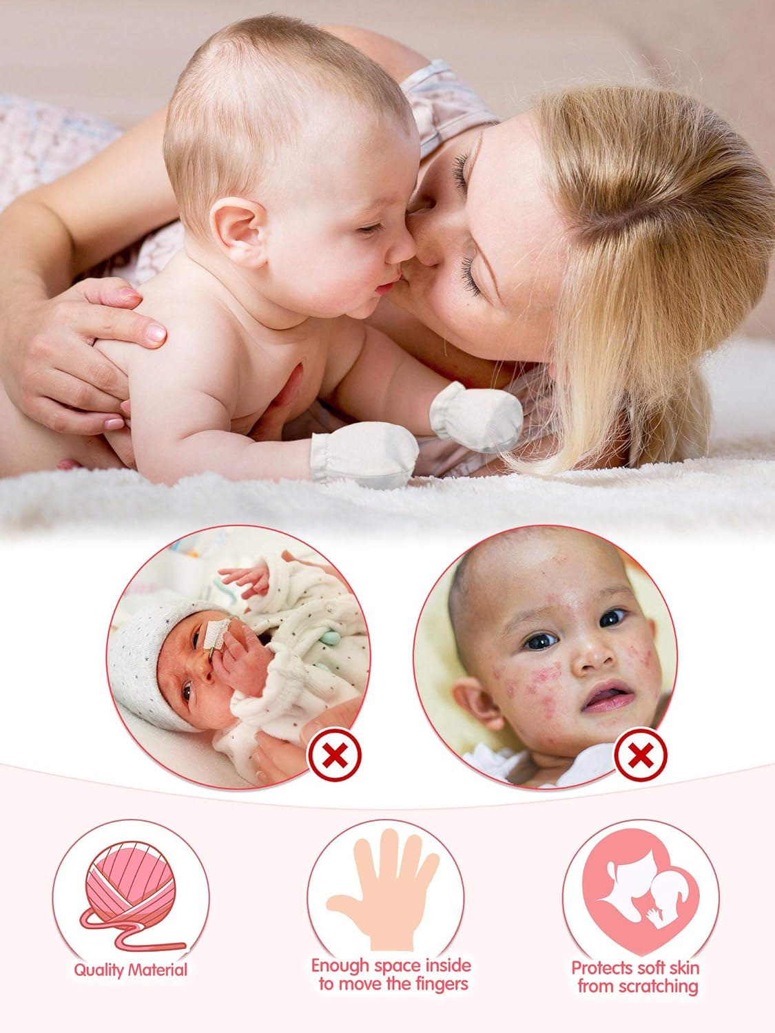 Geyoga 24-Piece Newborn Baby Mittens Girls Boys