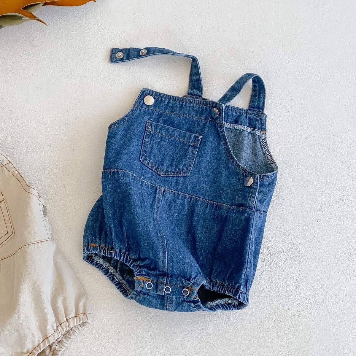 HOOLCHEAN Baby Boys and Girls Denim Bodysuit with Straps