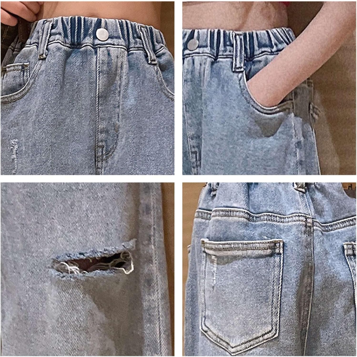 Ripped Wide Leg Jean for Toddler Girls Soft and Comfy Distressed Design