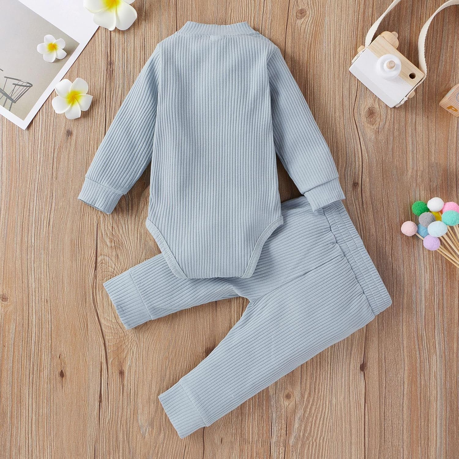 AMIMOJY Baby Newborn 2Pcs Romper Set