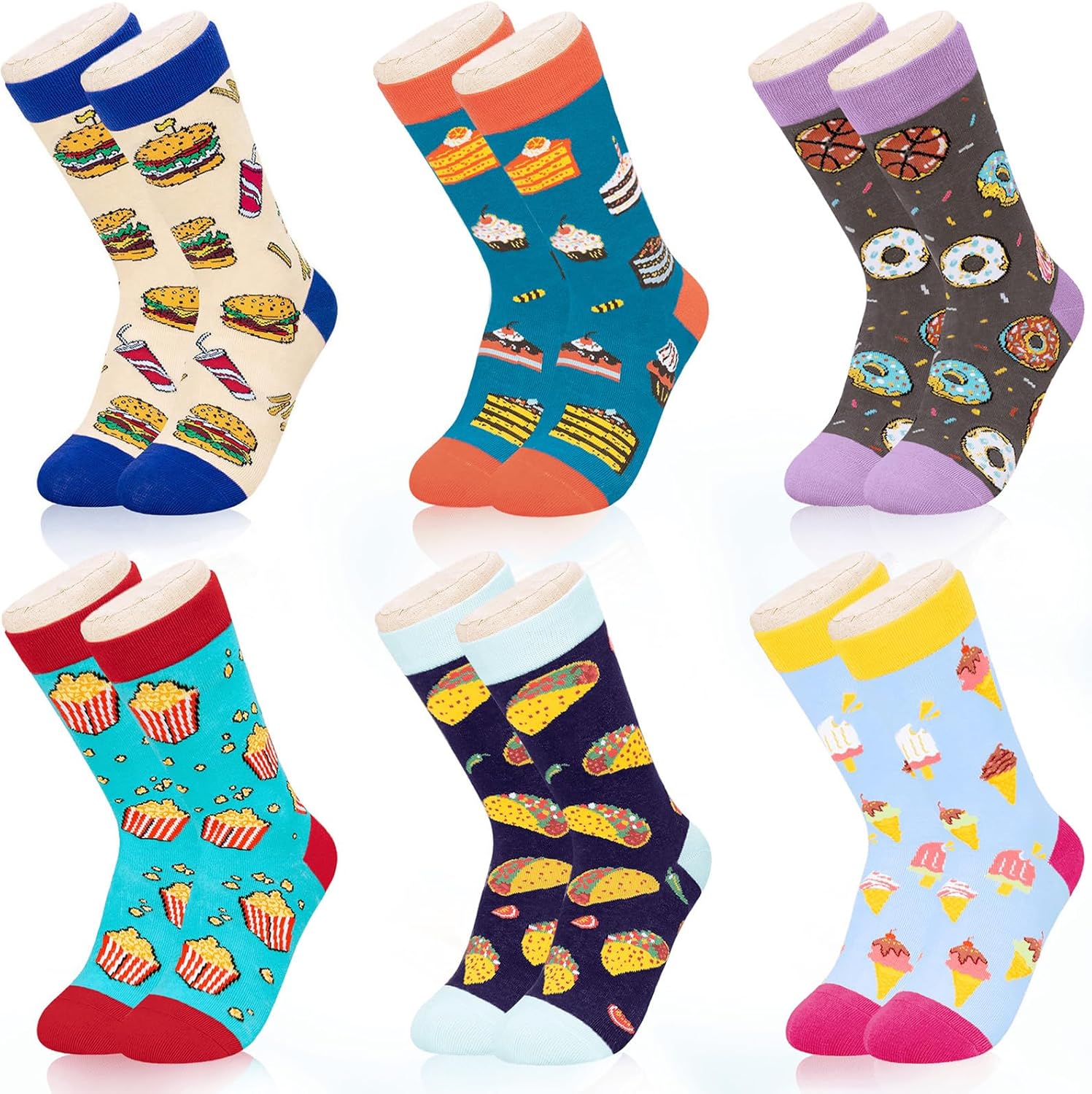 6-Pair Boys Novelty Crew Socks for Kids