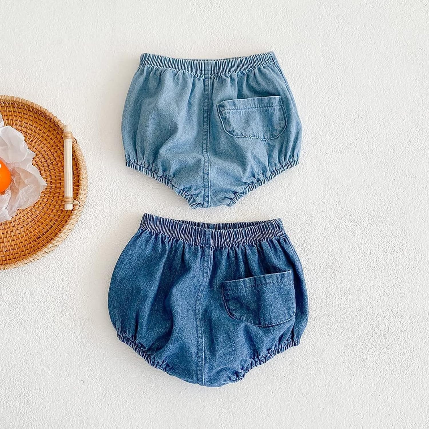 EISHOW Baby Denim Bloomers 2pcs Shorts Set for 0-3 Years