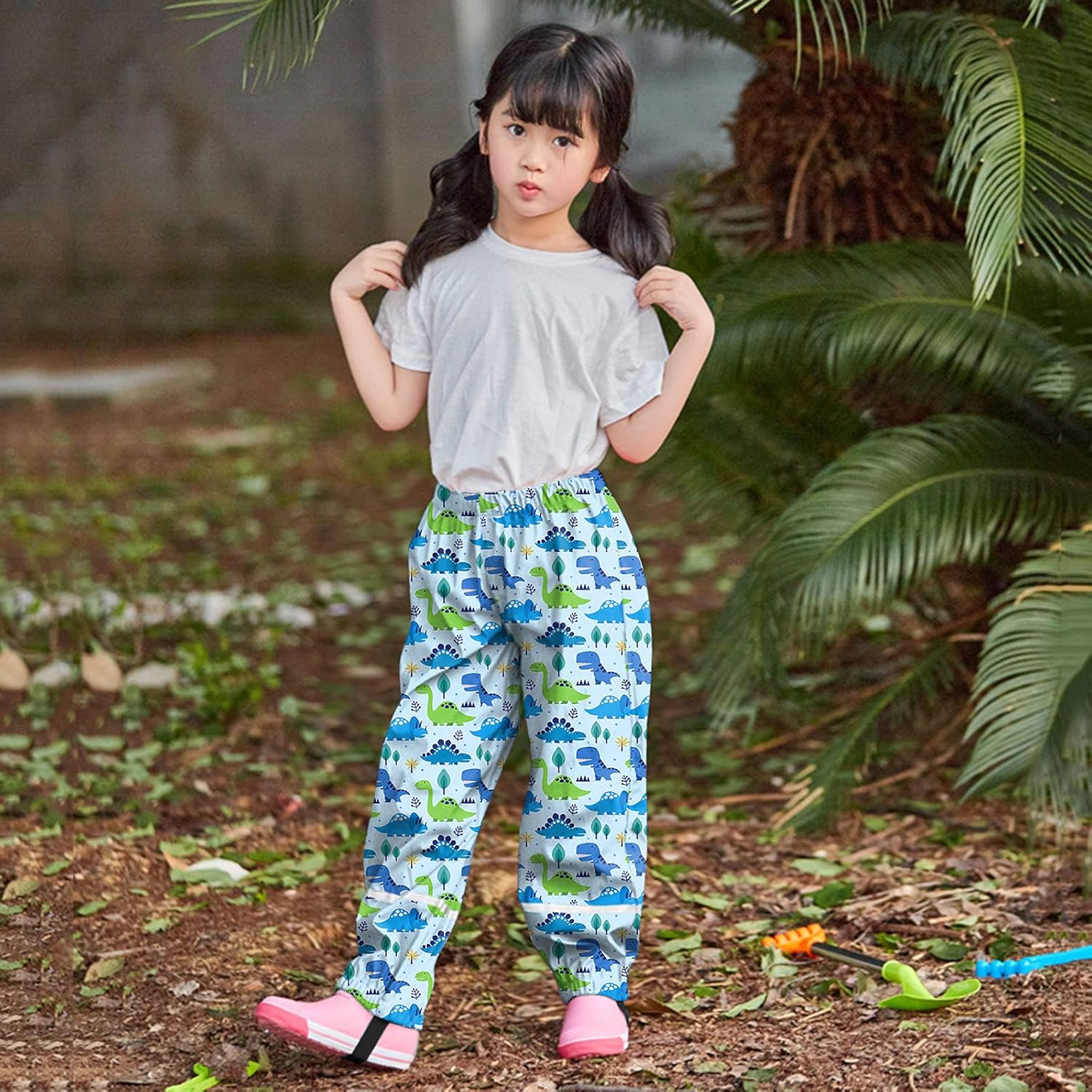 Cartoon Dinosaur Print Child Rain Pants