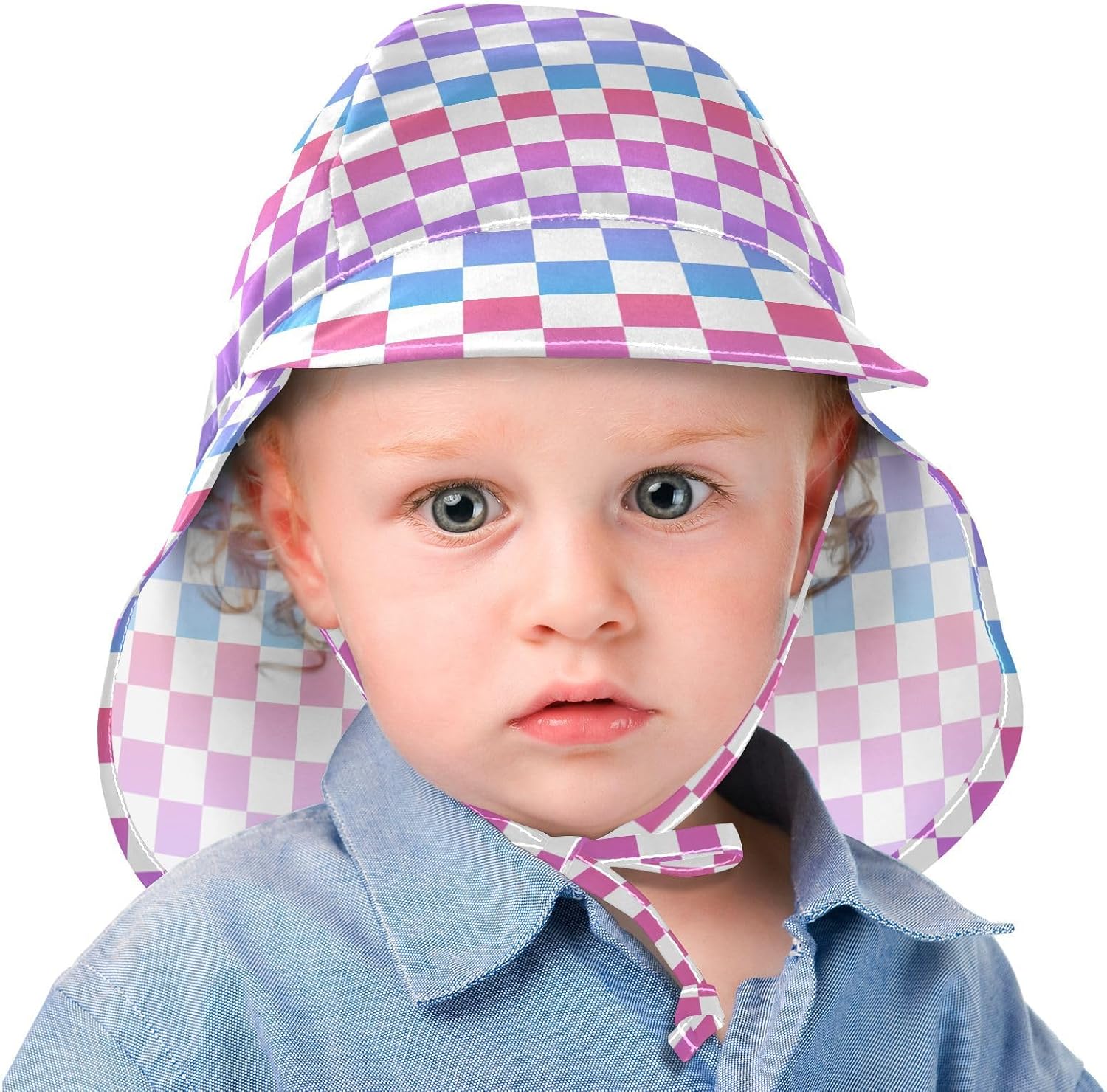 Gradient Red Blue Checkered Plaid Toddler Hat