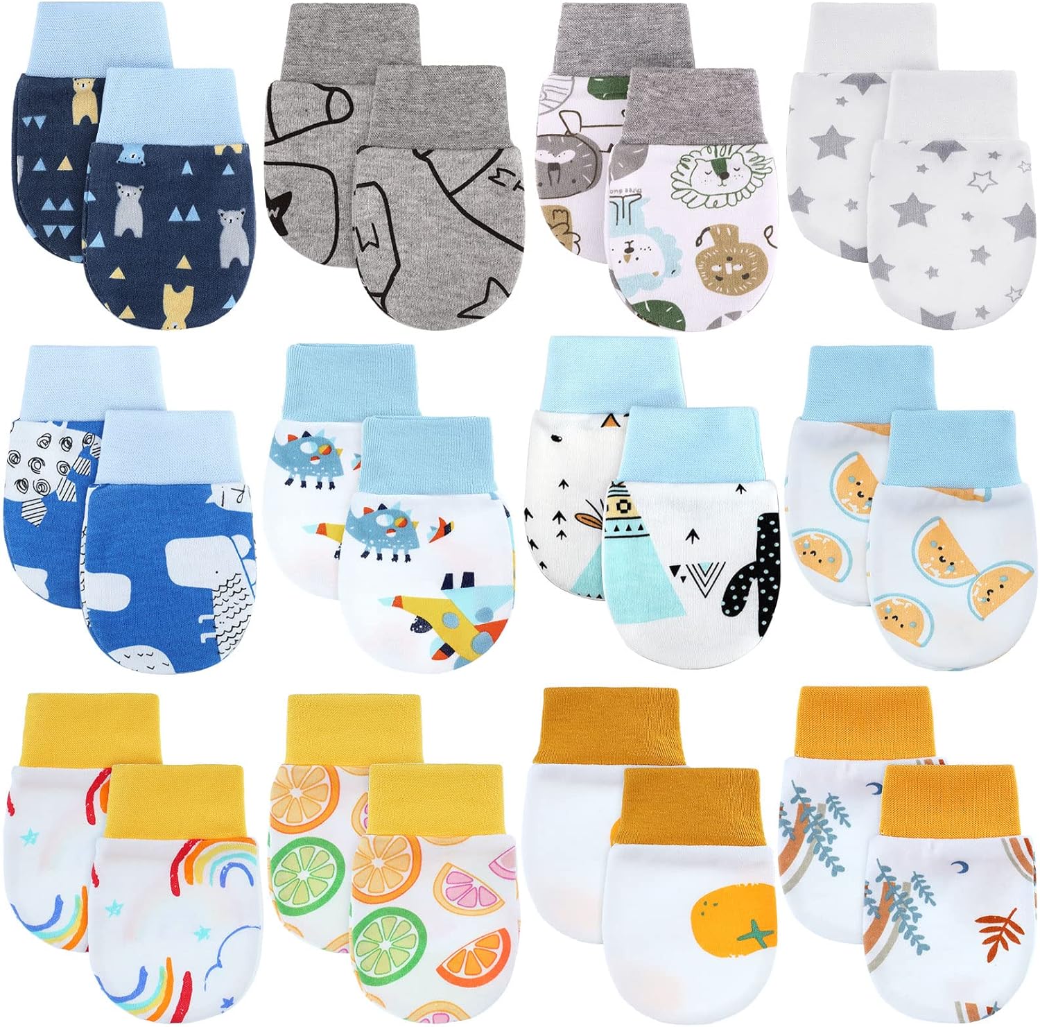 12-Pair Newborn Cuddle Mittens