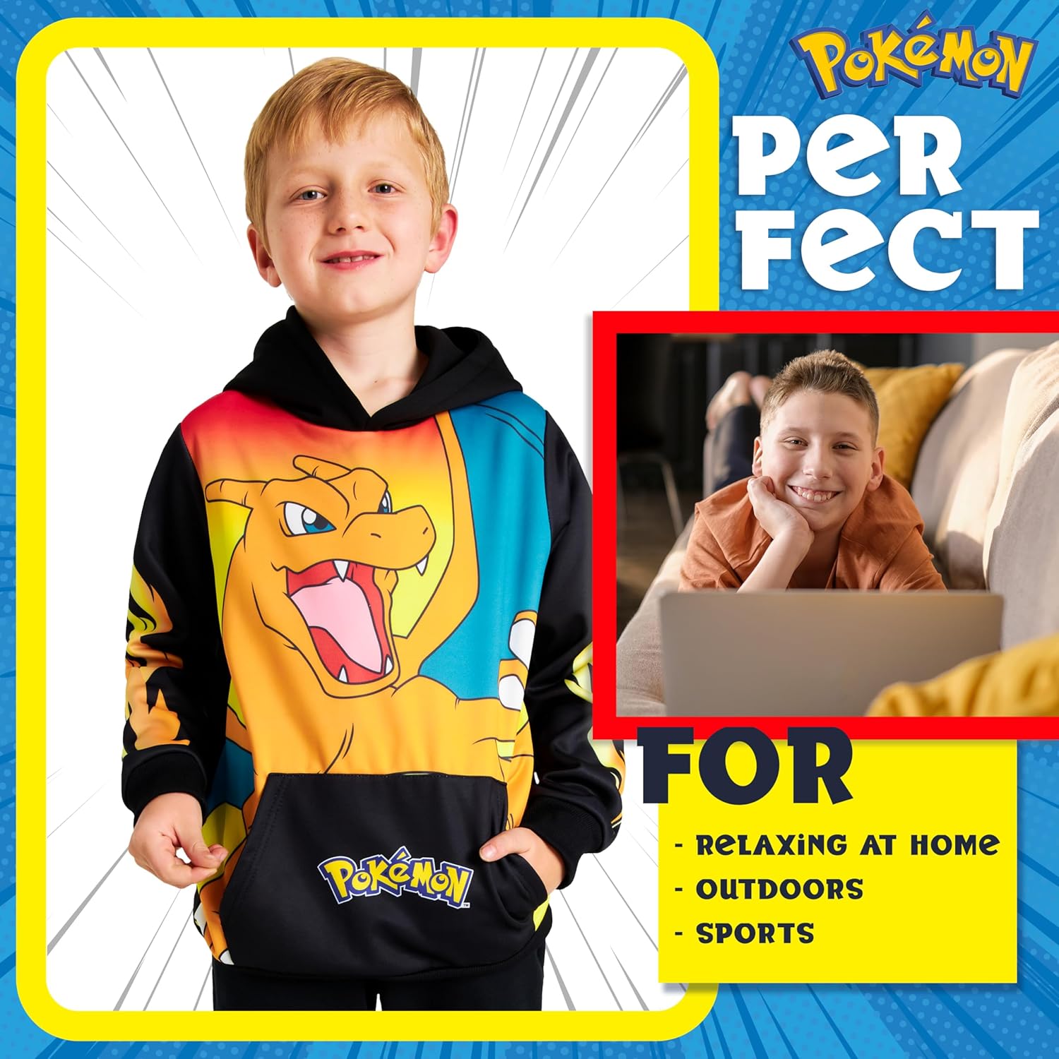 Pokemon Kids Warm Pikachu hoodie for Boys Teens