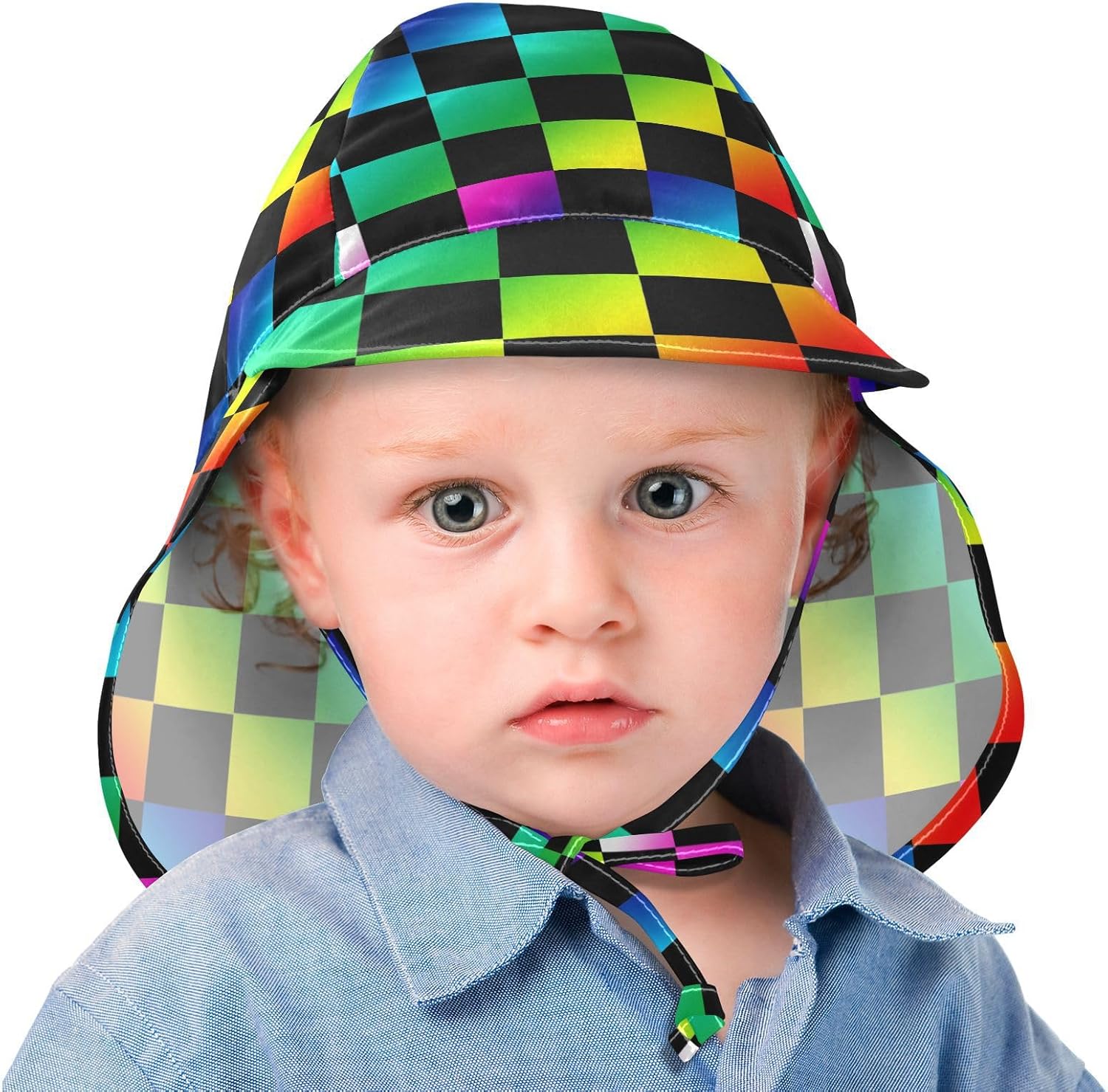 Rainbow Checkers Design Bucket Hat for Kids