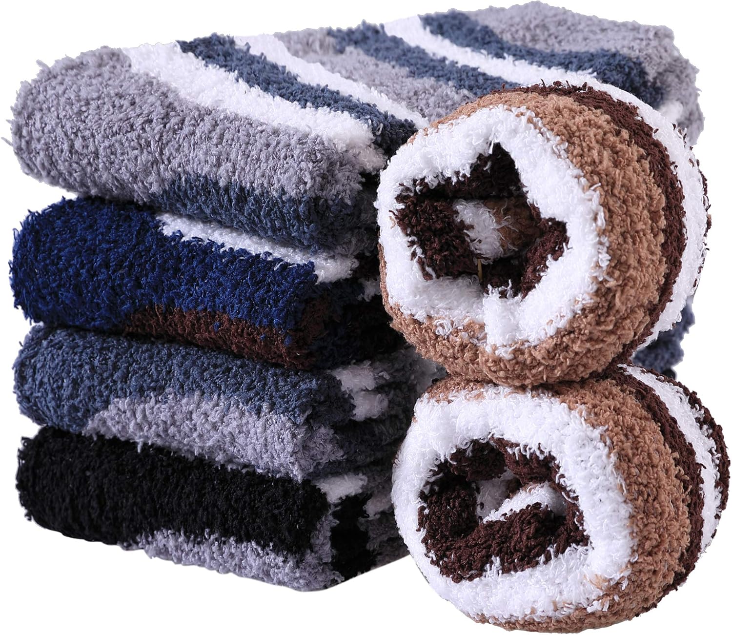 FNOVCOFuzzy Socks for Men Soft Cozy Winter Slipper Socks