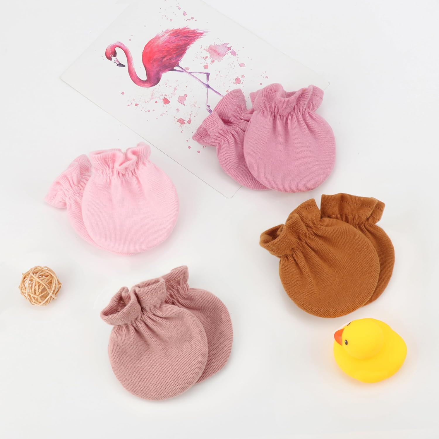 DRESHOW Organic Cotton No Scratch mittens for Babies