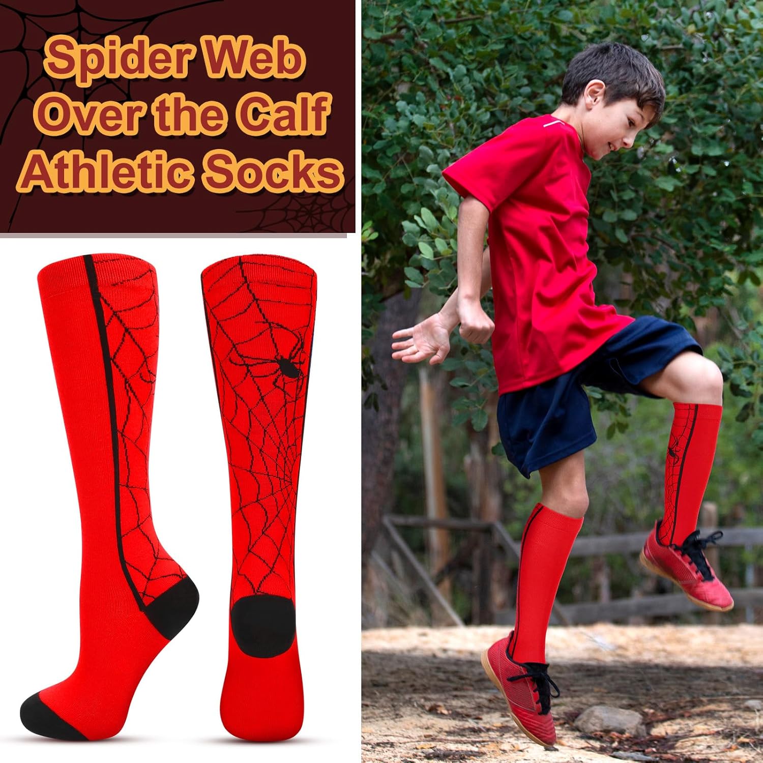 Cutecrop Halloween Spider Socks for Kids 4 Pairs 1