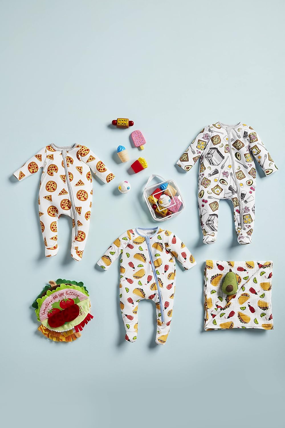 White Avocado Toast Baby Food Sleeper Minnie Muffin Design