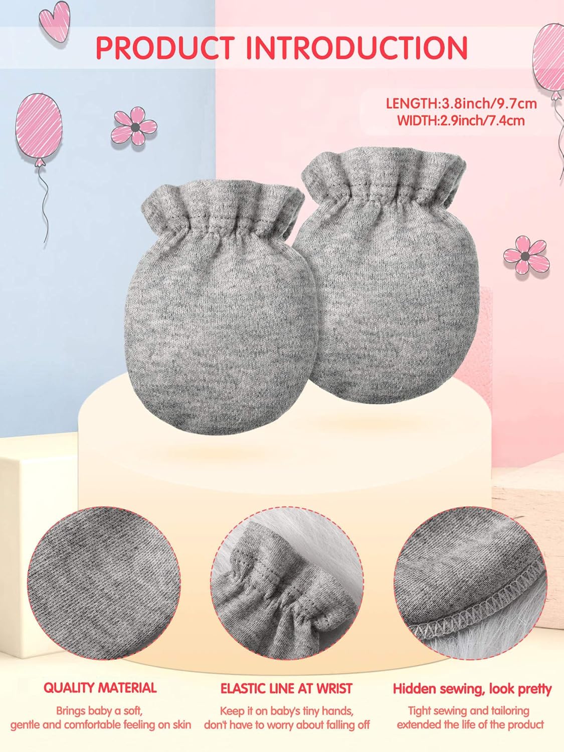 Geyoga 24-Piece Newborn Baby Mittens Girls Boys
