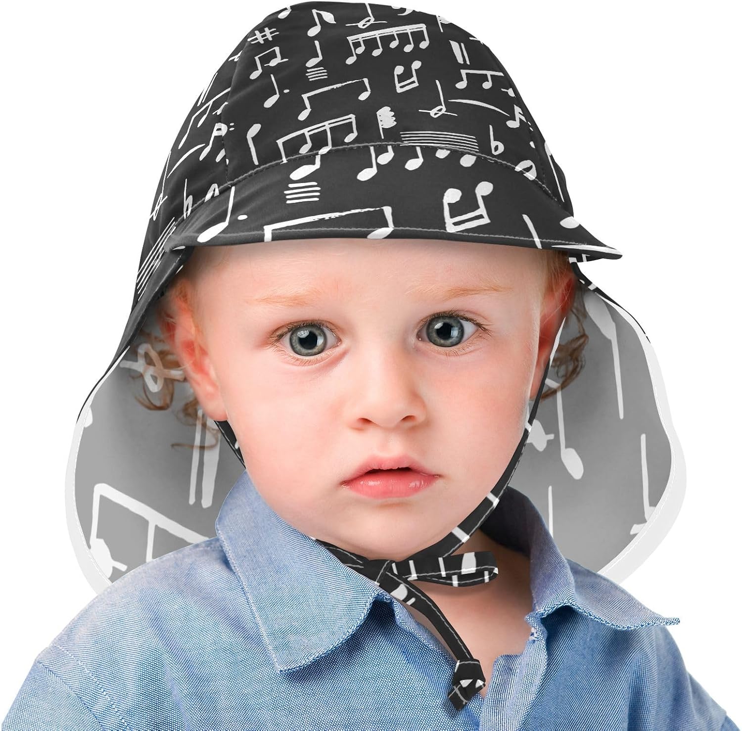 Adjustable Toddler Sun Hat with Music Notes Design