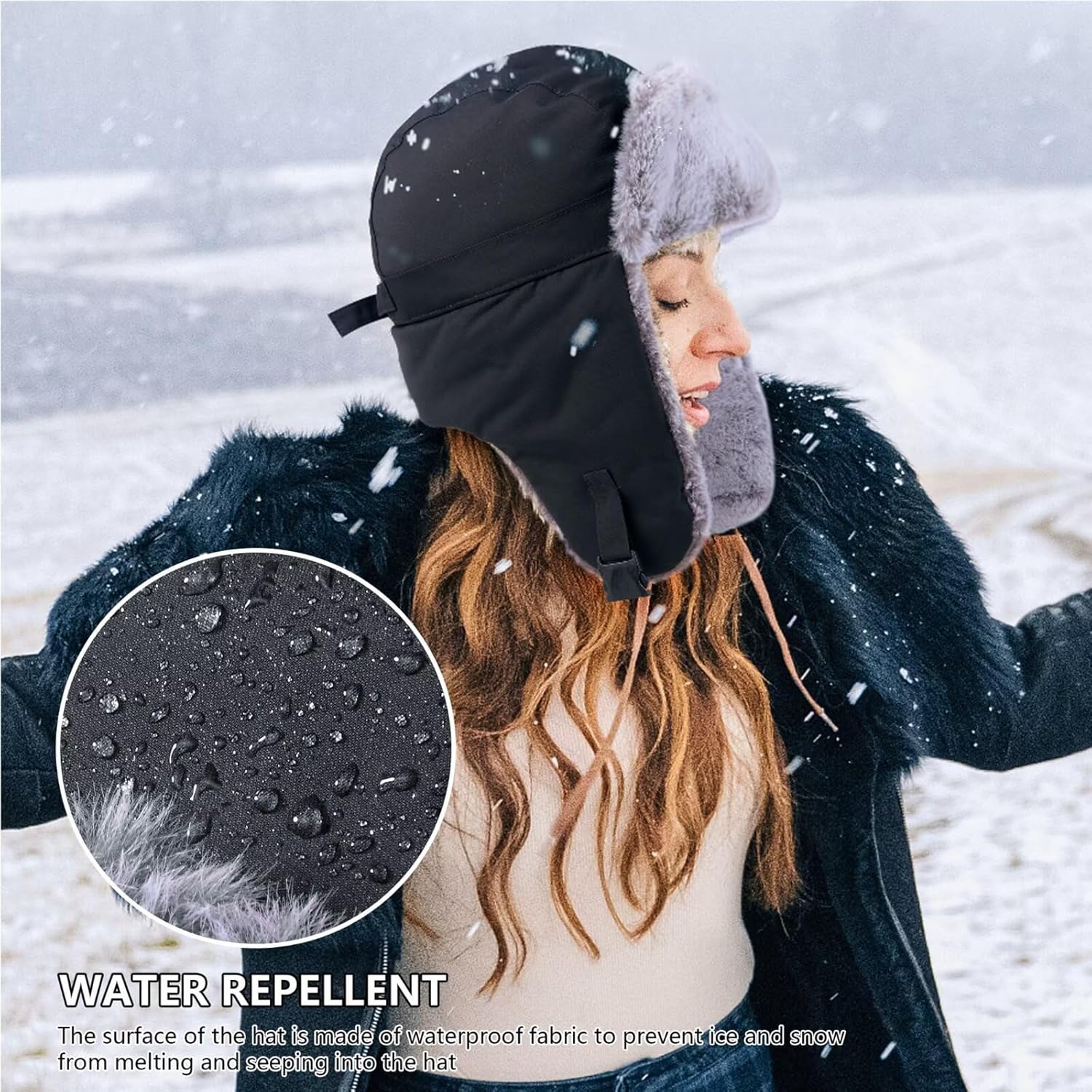 Warm Winter Trapper Hat with Insulated Ear Flaps and Chin Strap