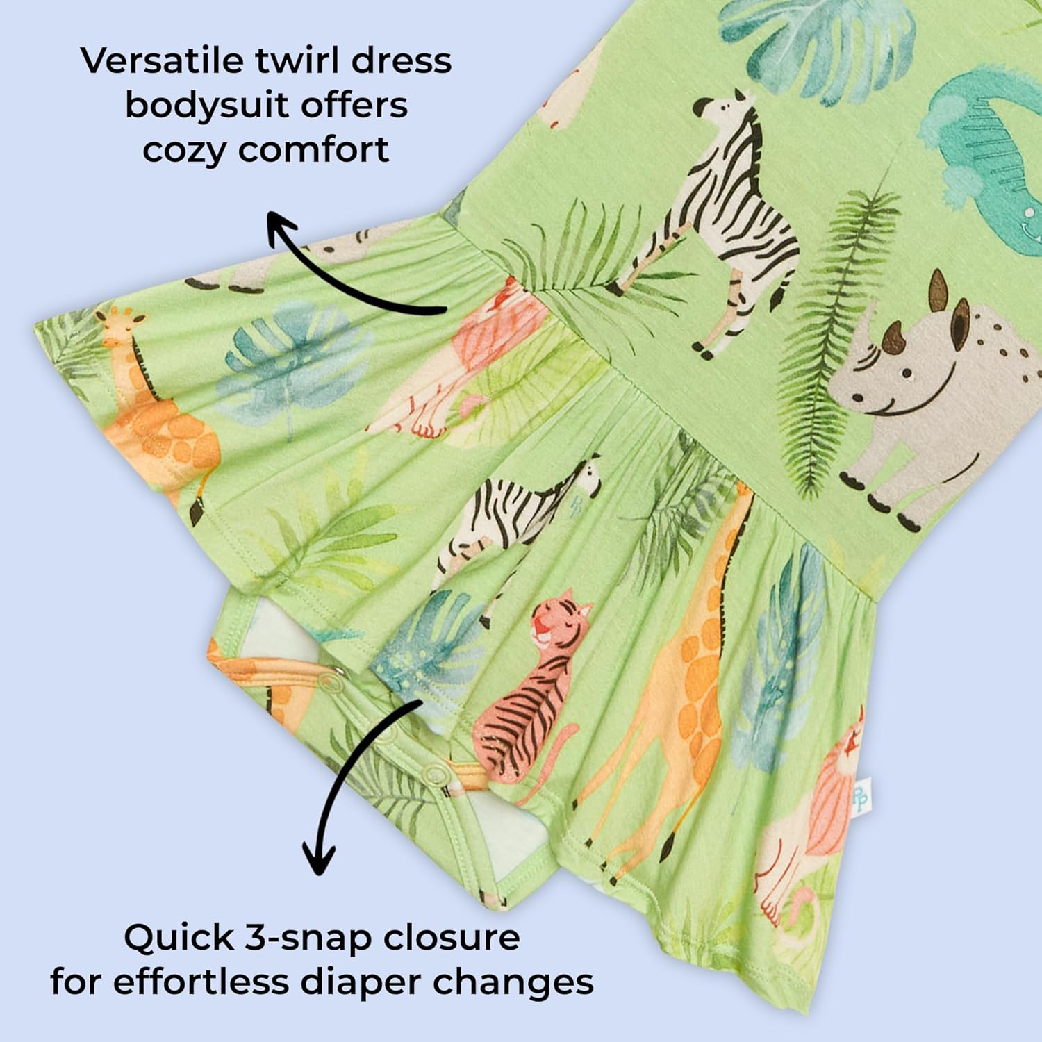 Posh Peanut Twirl Dress Bodysuit for Baby Girls