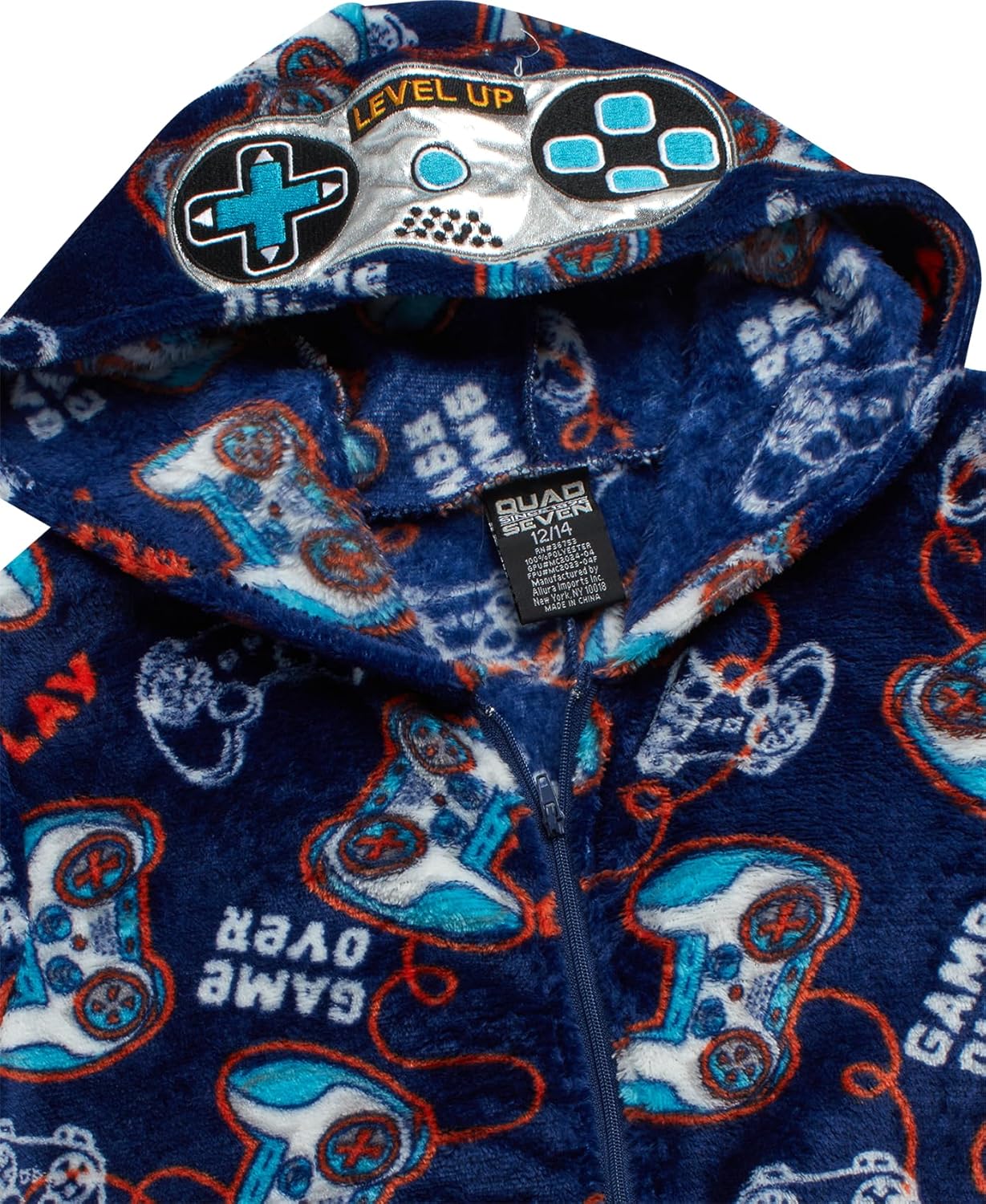 Boys Plush Fleece One-Piece Pajamas with 3D Character Hood