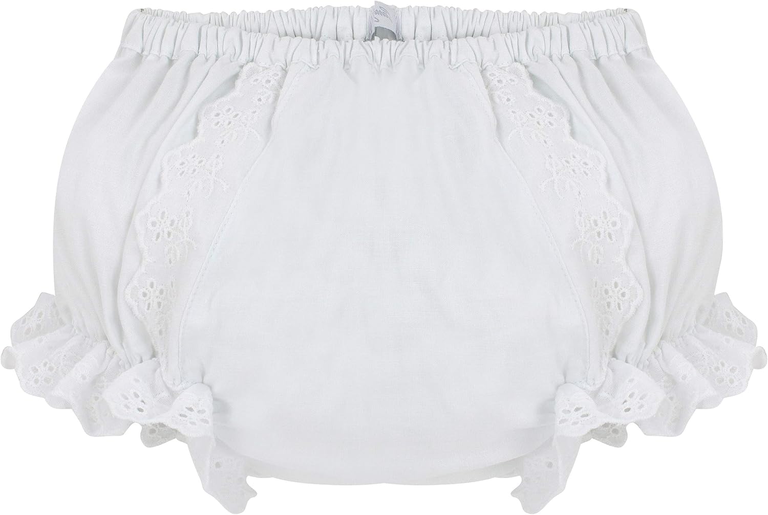 Baby Bloomers Diaper Cover - Ruffled White Flowers for Girls