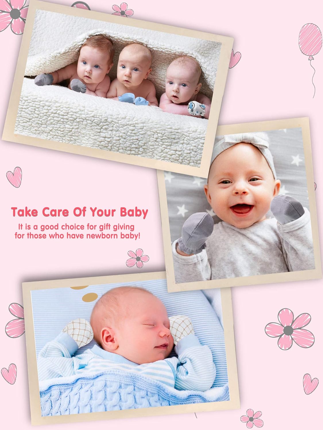 Geyoga 24-Piece Newborn Baby Mittens Girls Boys